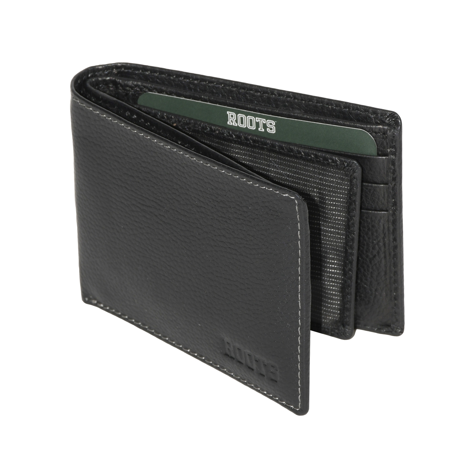 ROOTS LEATHER SLIMFOLD WALLET WITH REMOVABLE PASSCASE