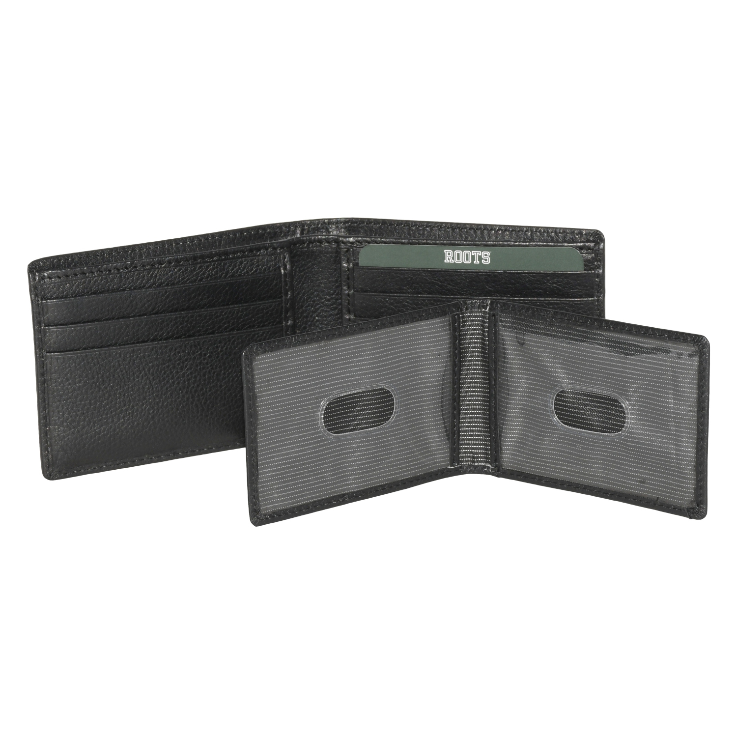ROOTS LEATHER SLIMFOLD WALLET WITH REMOVABLE PASSCASE