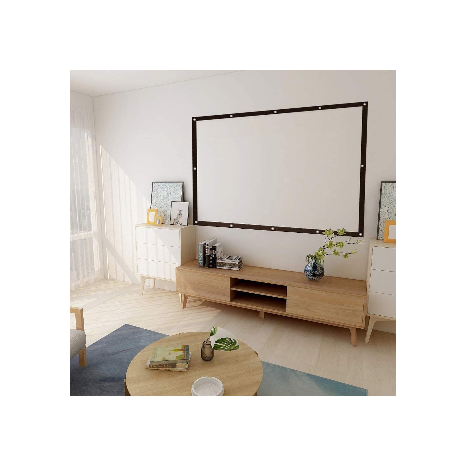 Écran de projection double couche 120 pouces 16: 9 Écran de projection portable 3D avec moins de transmission de la lumière pour le cinéma maison