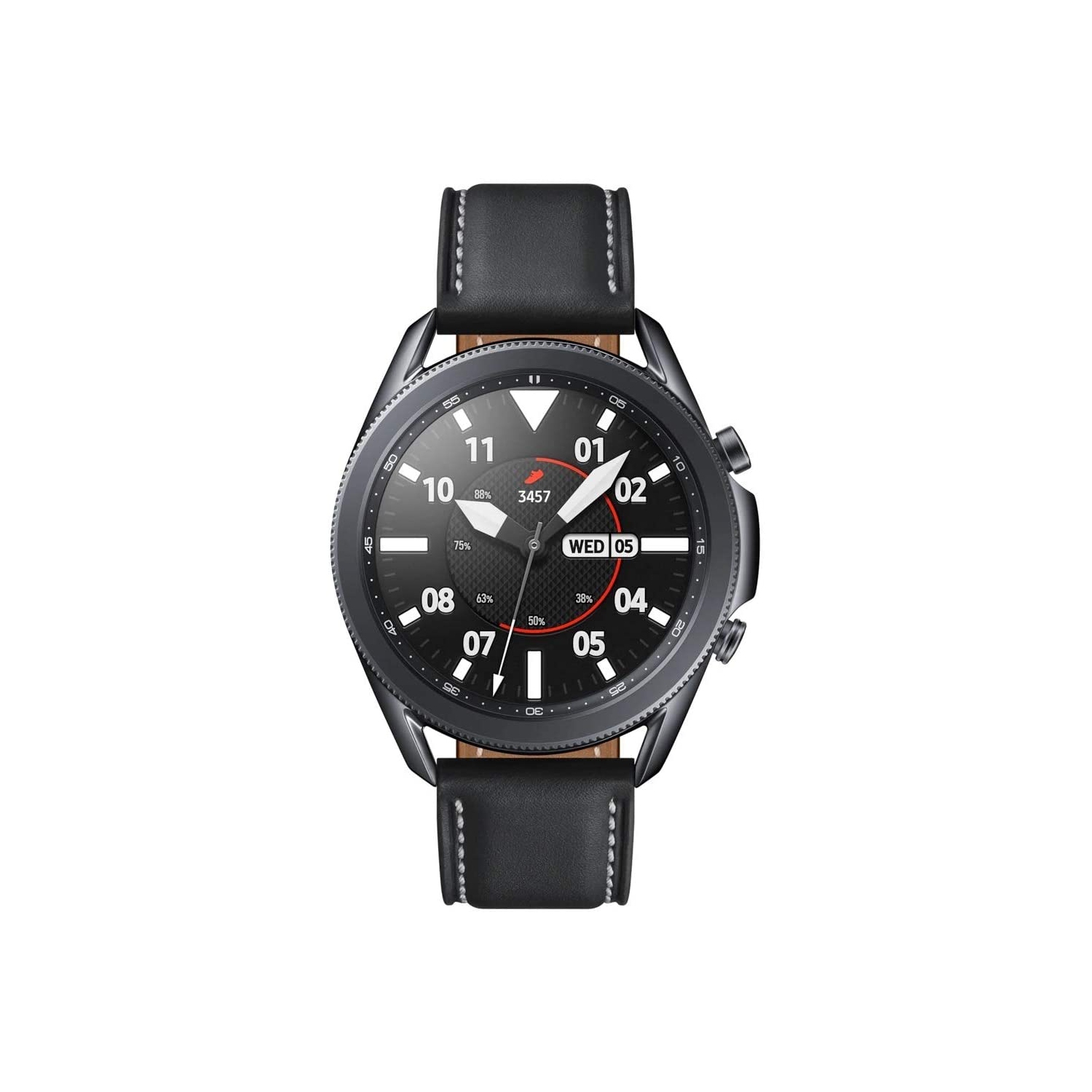 Samsung Galaxy Watch 3 (45mm, GPS, Bluetooth) Smartwatch with Advanced Health Monitoring - 8GB Internal Memory - Mystic Black + Black Leather Band (NEW)