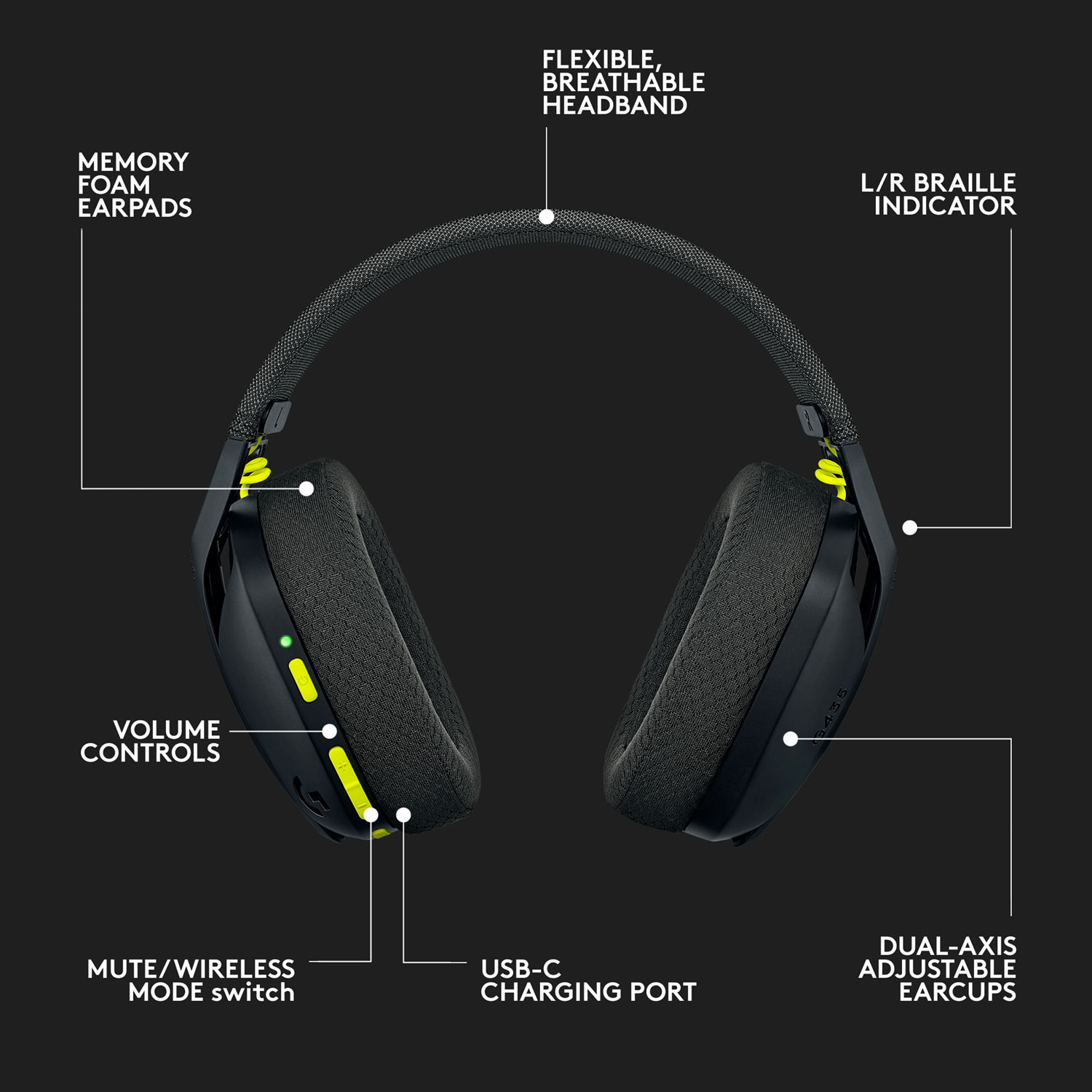 Logitech G435 LIGHTSPEED Bluetooth Wireless Gaming Headset for PC/PS5/PS4/Switch - Black