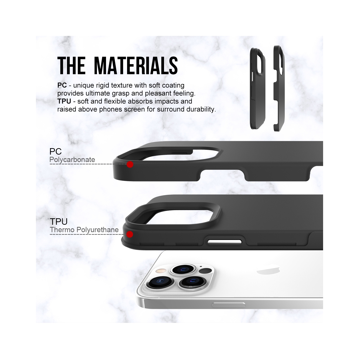 Étui rigide ajusté résistant aux chutes Guardian d’Uolo pour iPhone 13 Pro Max - Noir