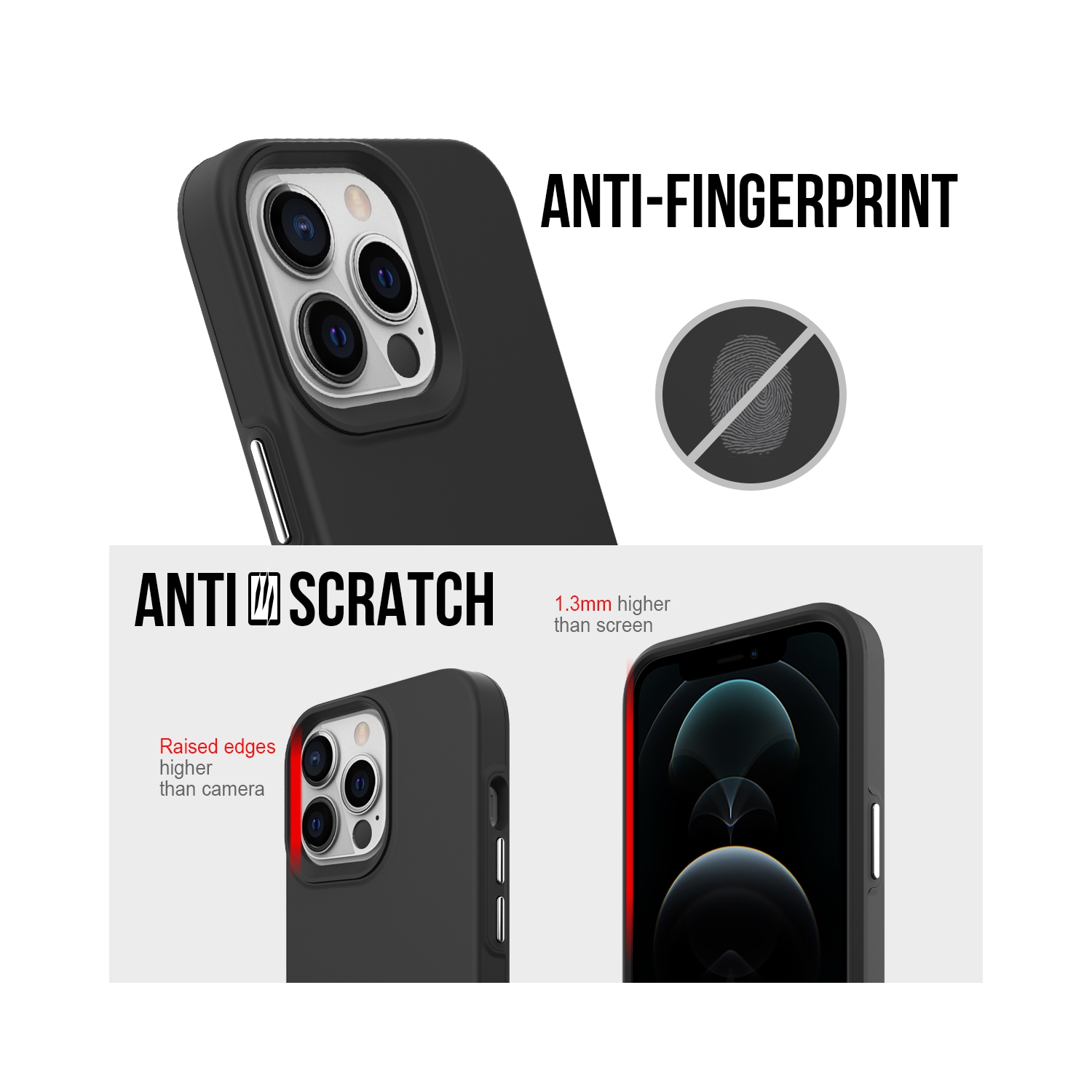 Étui rigide ajusté résistant aux chutes Guardian d’Uolo pour iPhone 13 Pro Max - Noir