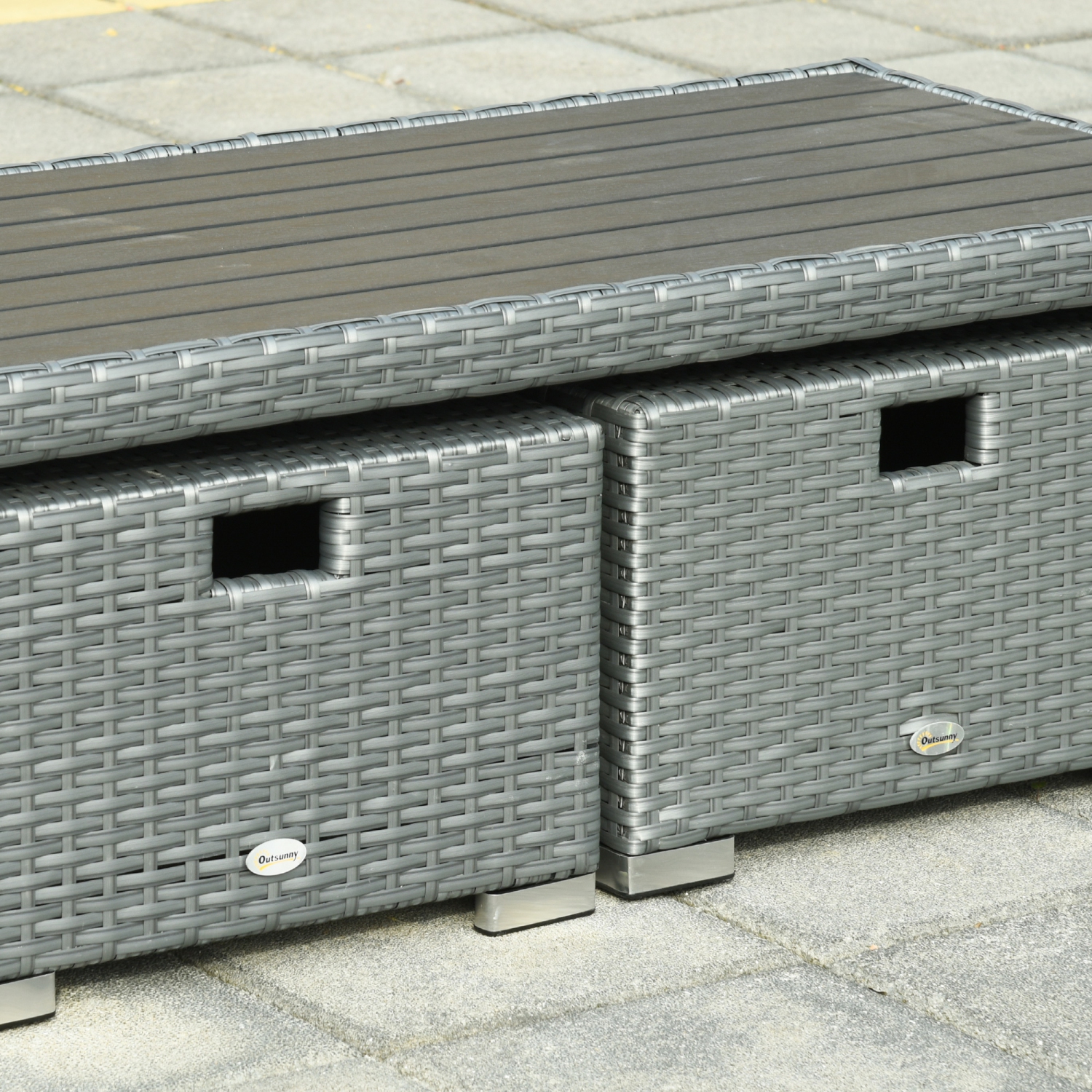 Outsunny Patio Furniture with Thick Cushions, 6 Pieces PE Wicker Patio Sectional Furniture Conversation Set with a Loveseat Sofa, 2 Recliner Chairs,