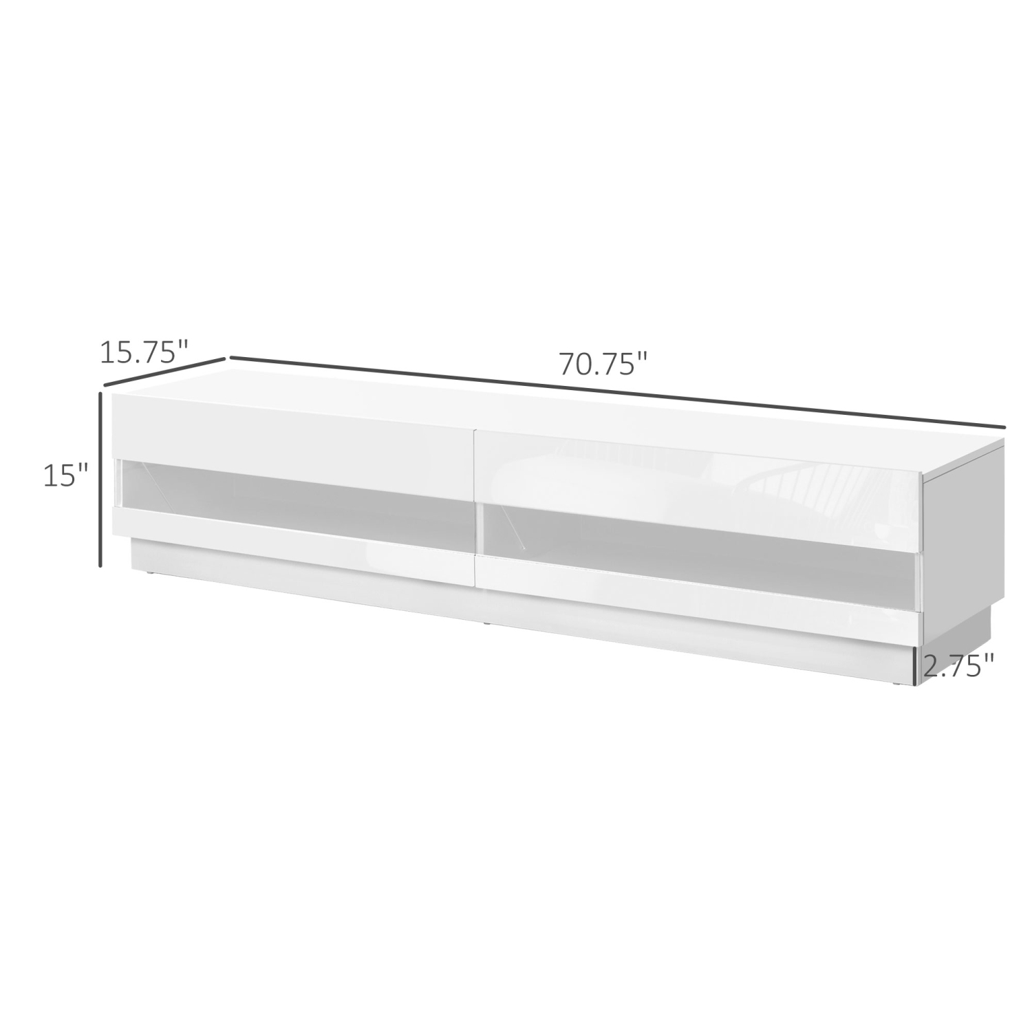 Meuble pour téléviseur mesurant jusqu’à 75 po et doté d’un éclairage à DEL avec rangement de HOMCOM, console multimédia, blanc
