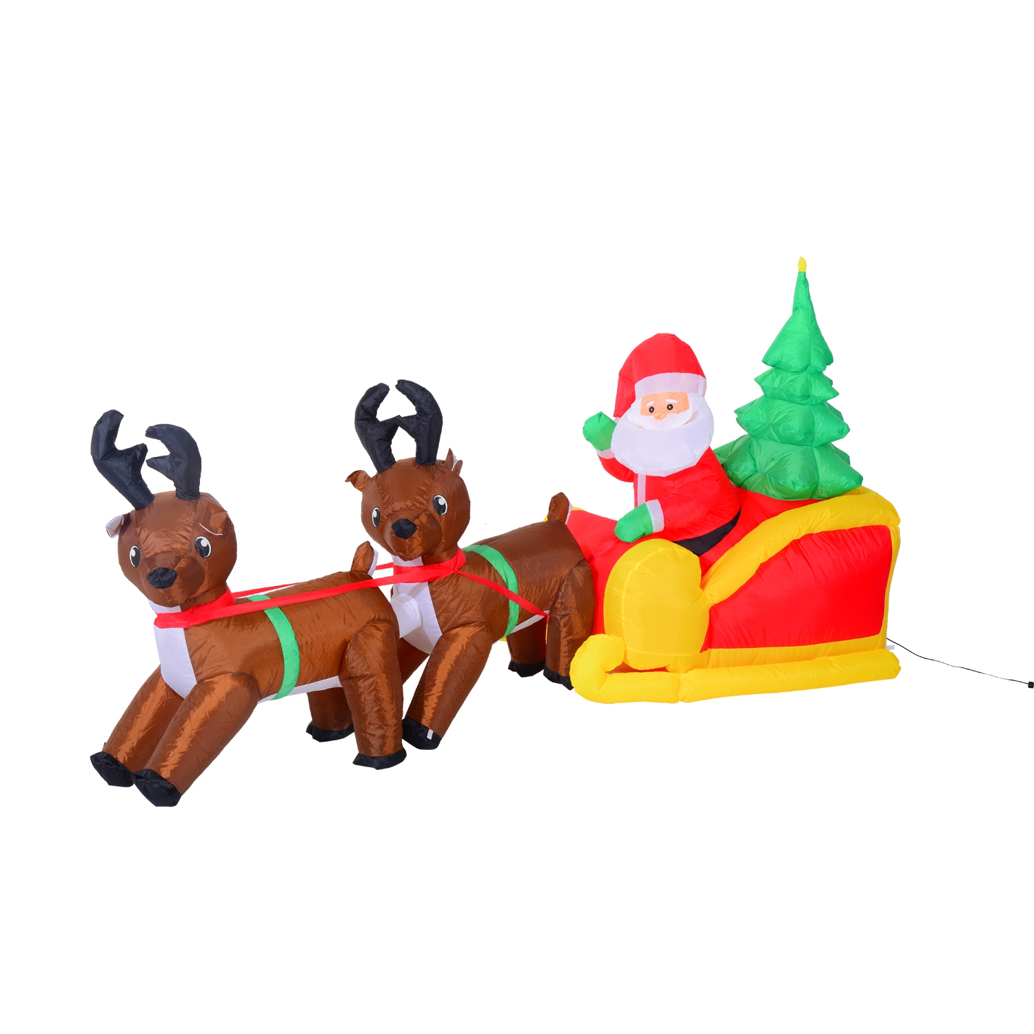 HOMCOM 7ft Inflatable Christmas Santa in Sleigh Reindeer LED Lighted Decoration