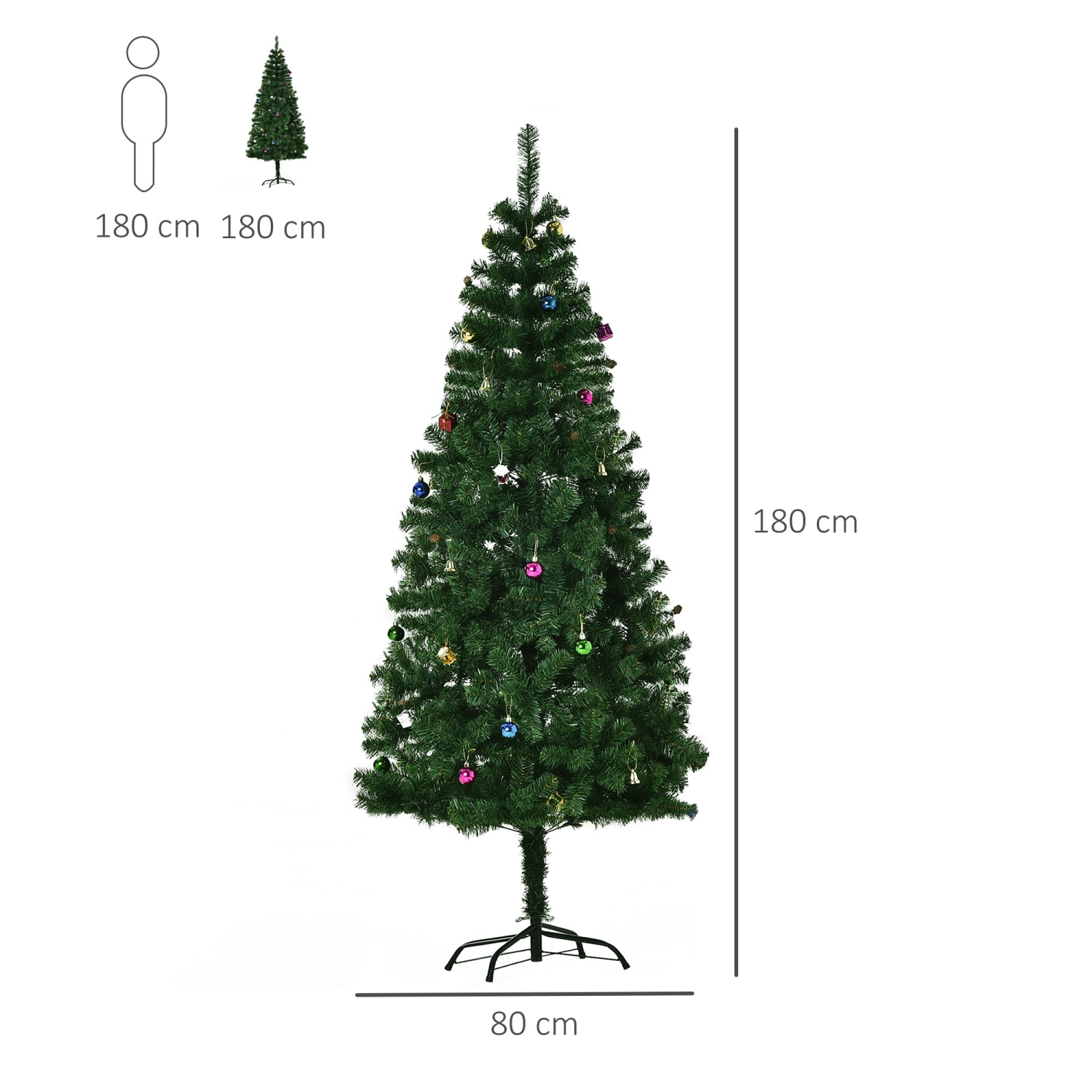 HOMCOM 6ft Green Christmas Tree Artificial Xmas Holidays Party with Decoration Ornament