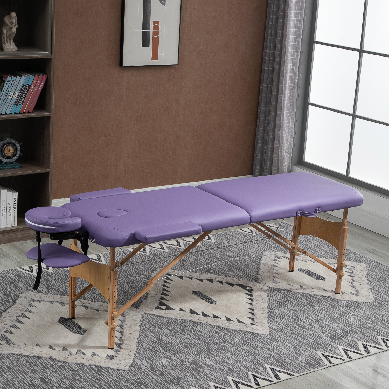 HOMCOM – Table de massage pliante portative de 83&nbsp;po, canapé-lit professionnel à hauteur réglable avec étui de transport gratuit, appuie-tête,