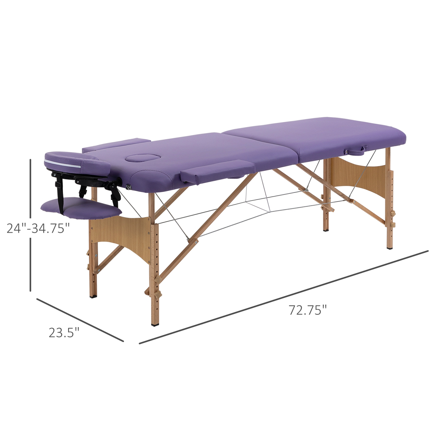 HOMCOM – Table de massage pliante portative de 83&nbsp;po, canapé-lit professionnel à hauteur réglable avec étui de transport gratuit, appuie-tête,