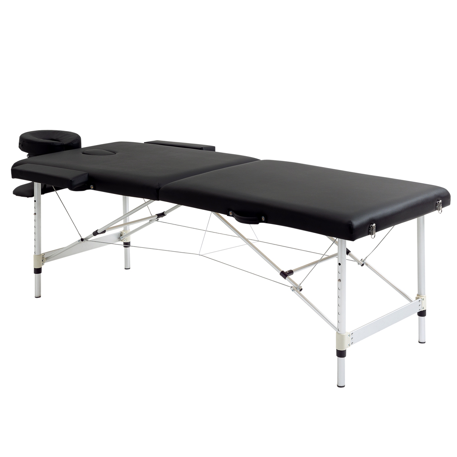 HOMCOM 83" 2 Section Foldable Massage Table Professional Salon SPA Facial Couch Tatoo Bed with Carry Bag Black