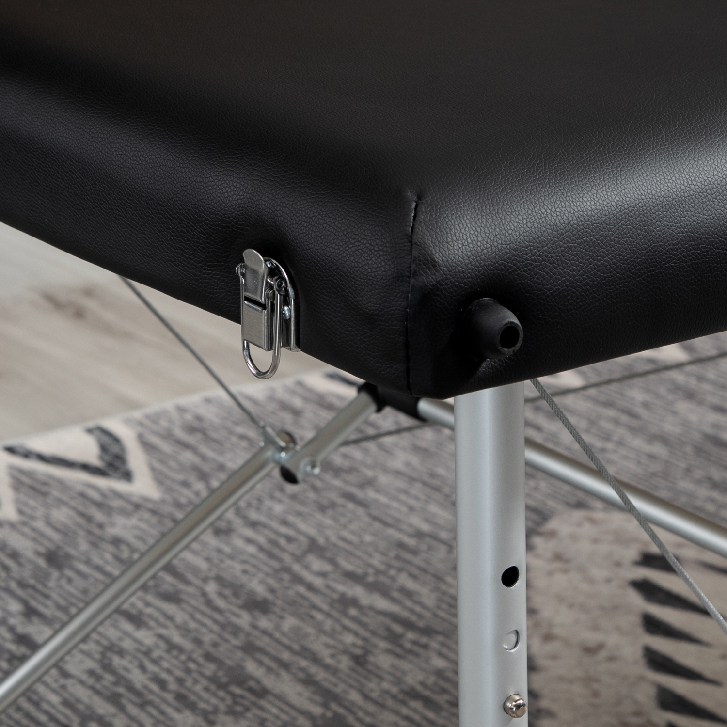 HOMCOM 83" 2 Section Foldable Massage Table Professional Salon SPA Facial Couch Tatoo Bed with Carry Bag Black