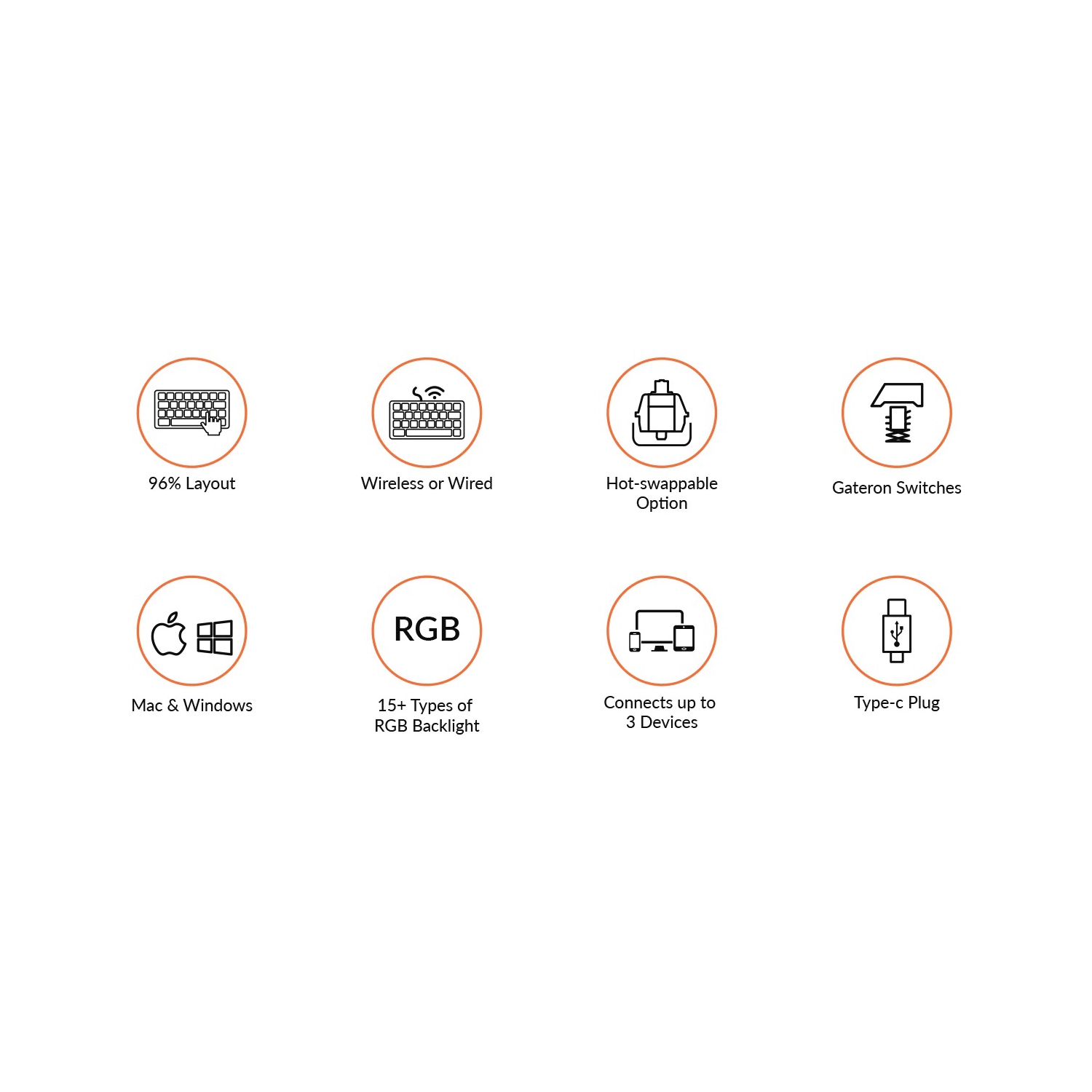 Keychron K4 V2 Wireless Mechanical Keyboard - Black - RGB - Gateron Pro Brown - 96% Layout - Windows Mac OS Linux Android