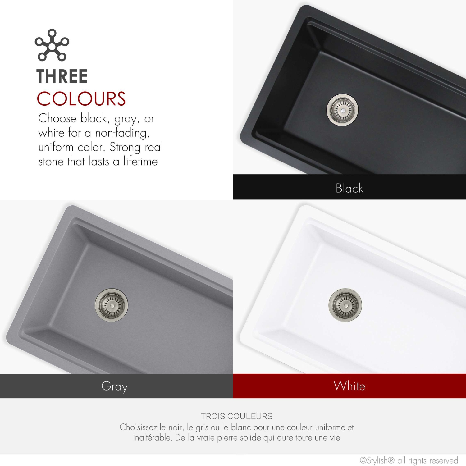 STYLISH Dualmount 32" Workstation Single-Bowl Black Composite Granite Kitchen Sink with Built in Accessories S-832WN