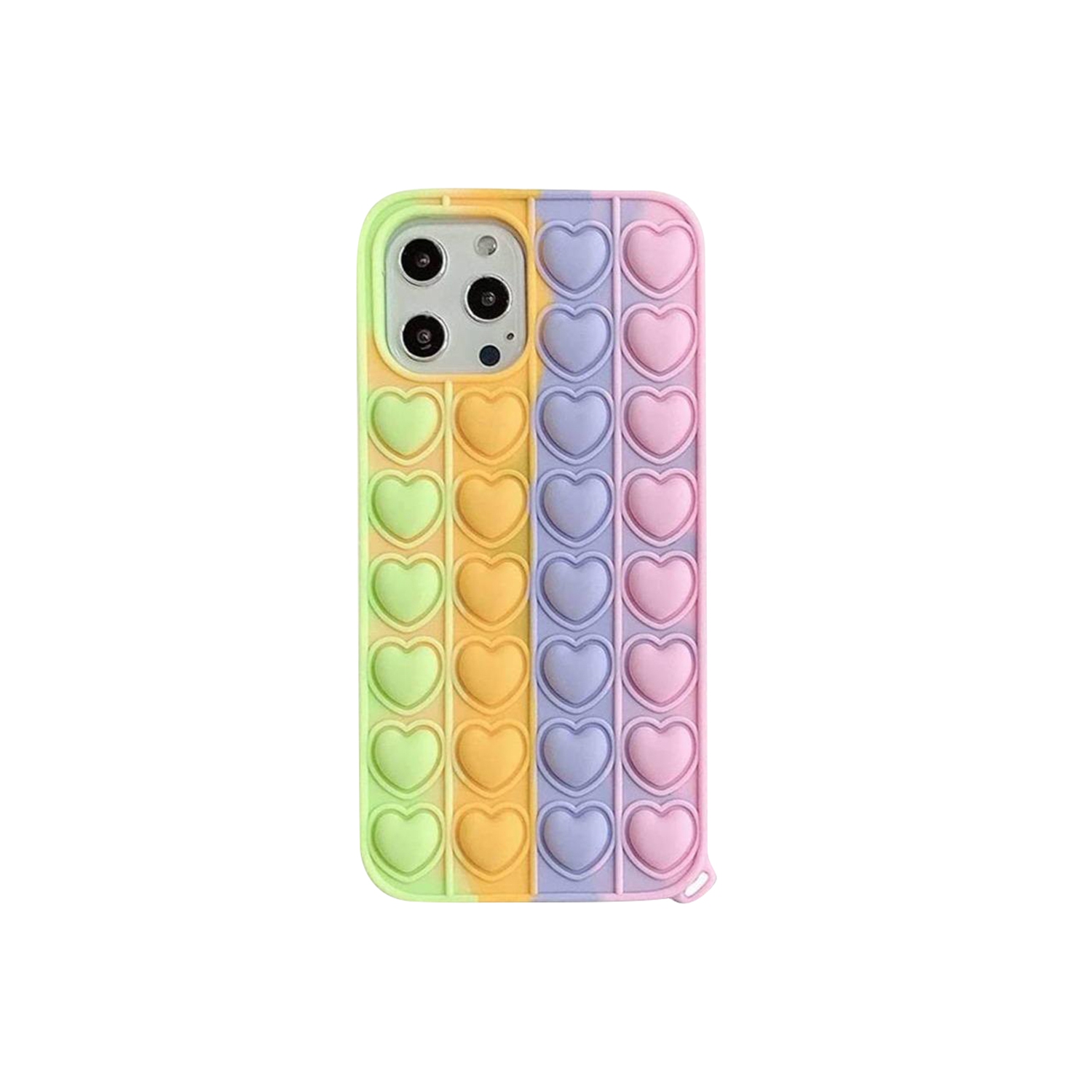Sweat Heart Style Pop Fidget Toy Soft TPU Silicone Protective Case Cover For Apple iPhone 11 Pro - Rainbow
