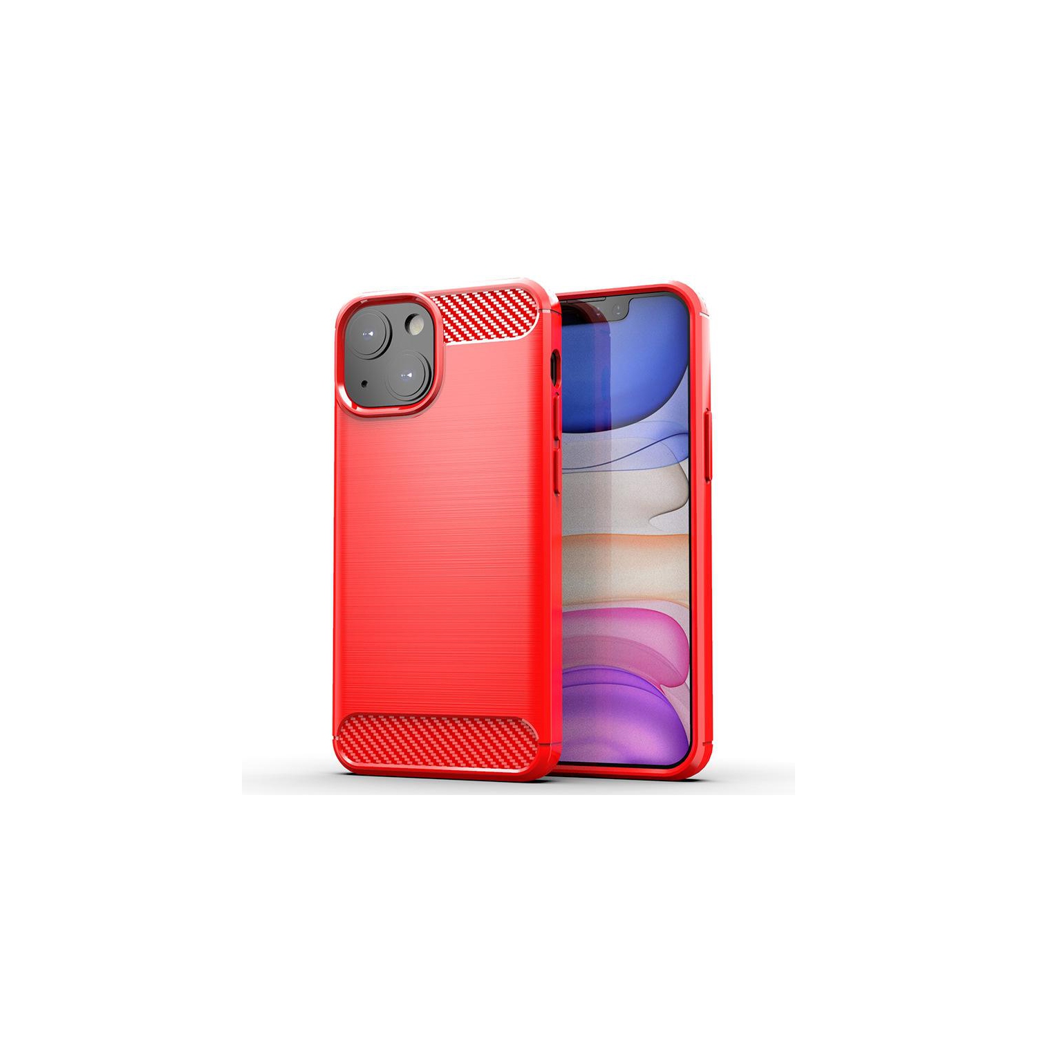 PANDACO Red Brushed Metal Case for iPhone 13 Mini