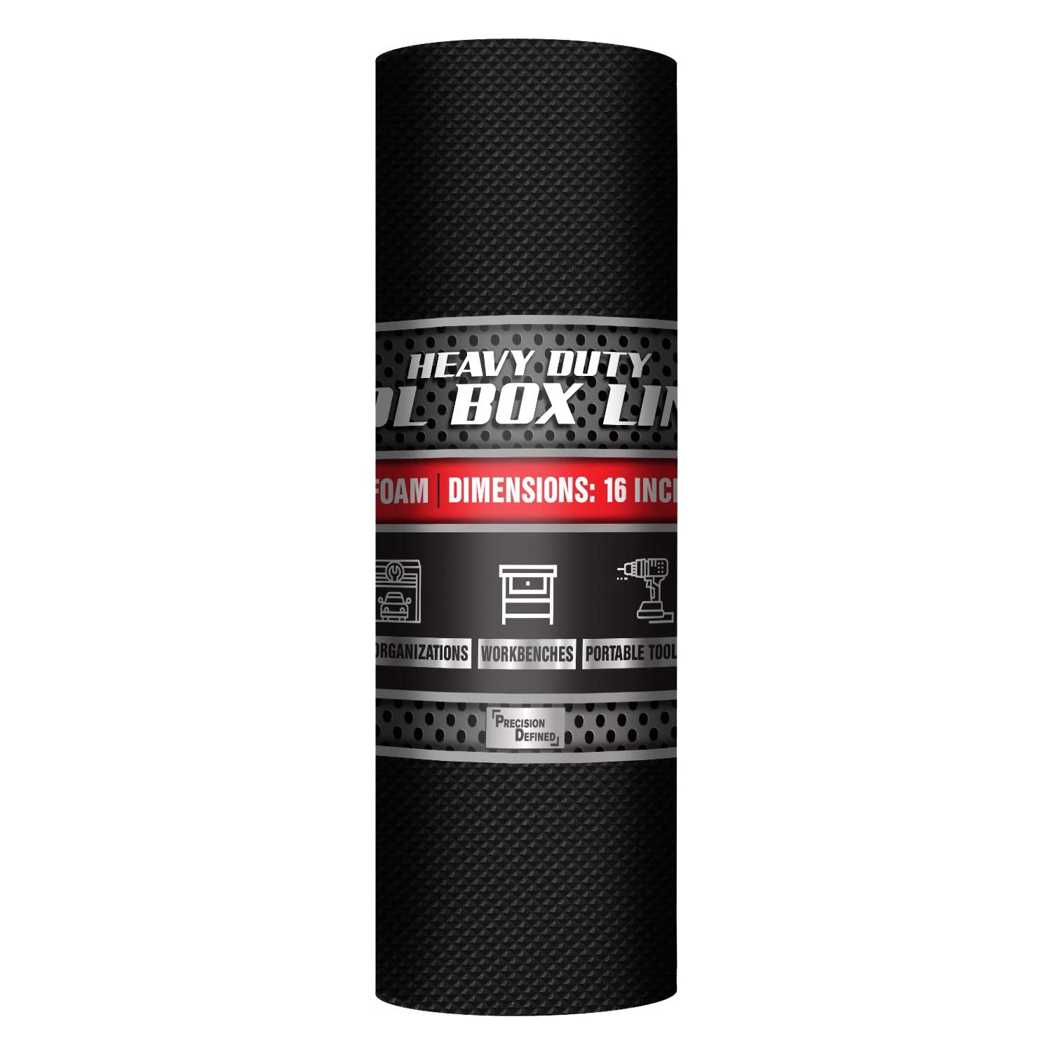 Revêtement de boîte à outils de qualité professionnelle, 16 po x 16 pi, noir | revêtement de tablette d’armoire antidérapant