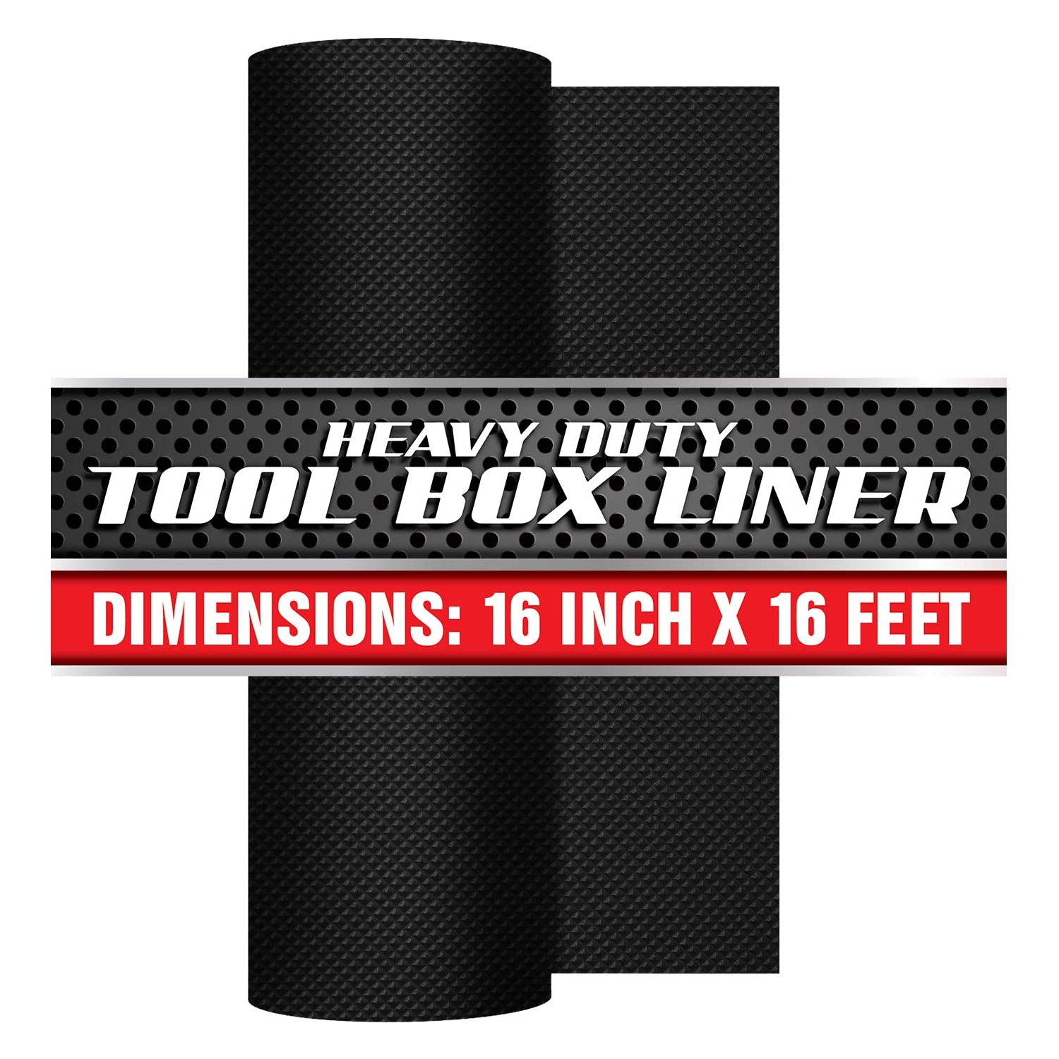 Revêtement de boîte à outils de qualité professionnelle, 16 po x 16 pi, noir | revêtement de tablette d’armoire antidérapant