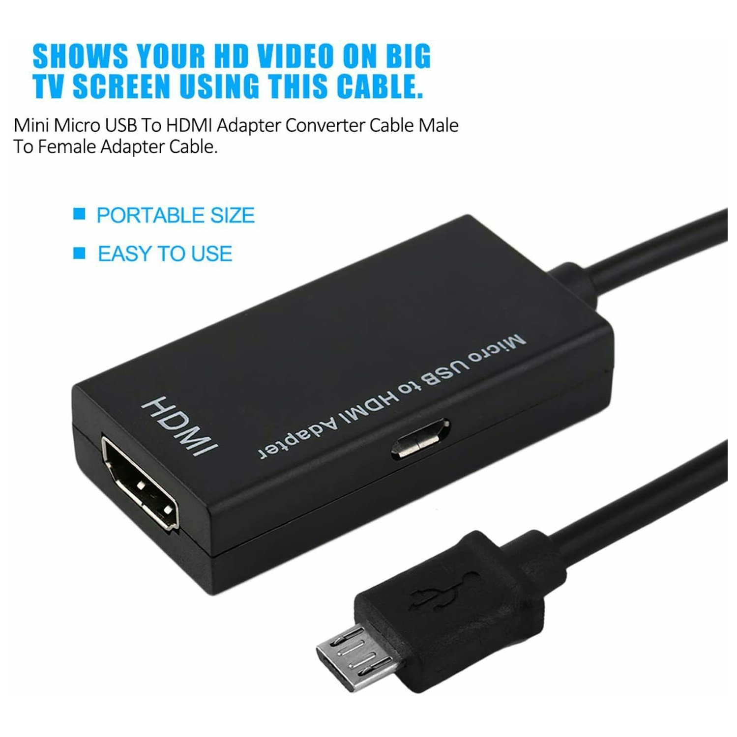 Mini Micro USB to HDMI Adapter Converter Cable Male to Female HDMI 1080P Video