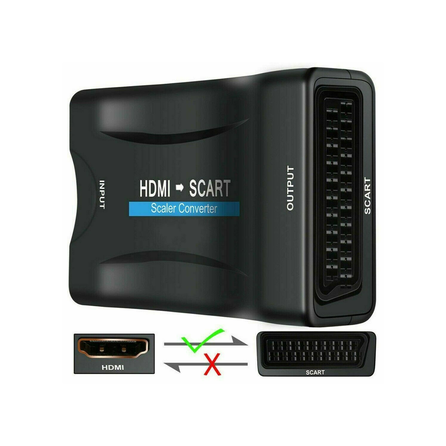 HDMI to Scart Adapter 1080P HD Video Audio Composite Converter USB Cable Cord