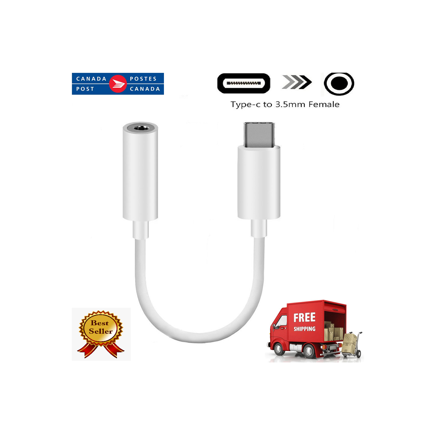 USB C to 3.5mm Headphone Jack Adapter in Aux Cable Lead Audio Converter Adapter