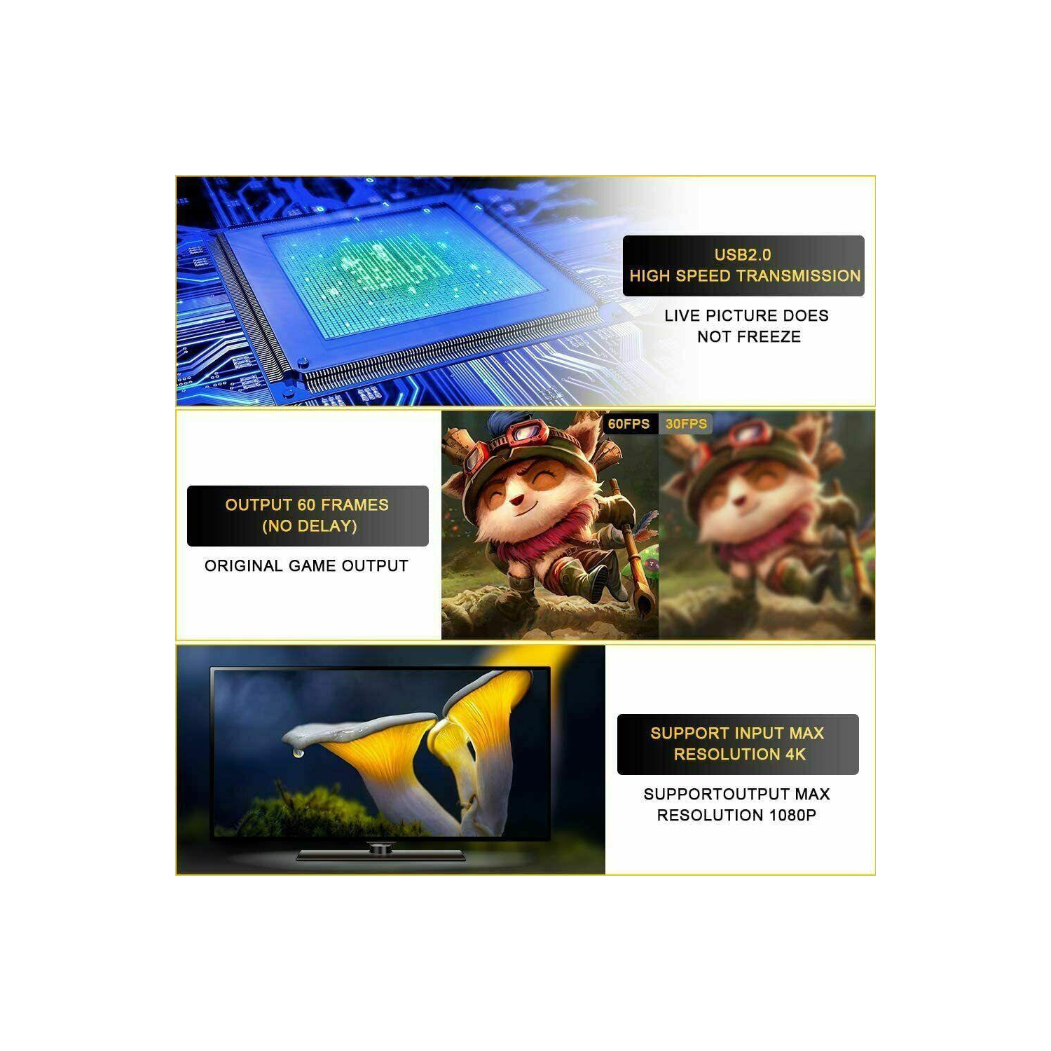 Carte de capture vidéo HDMI à USB 2.0 enregistreur d’écran 1080p HD Game Live diffusion en continu