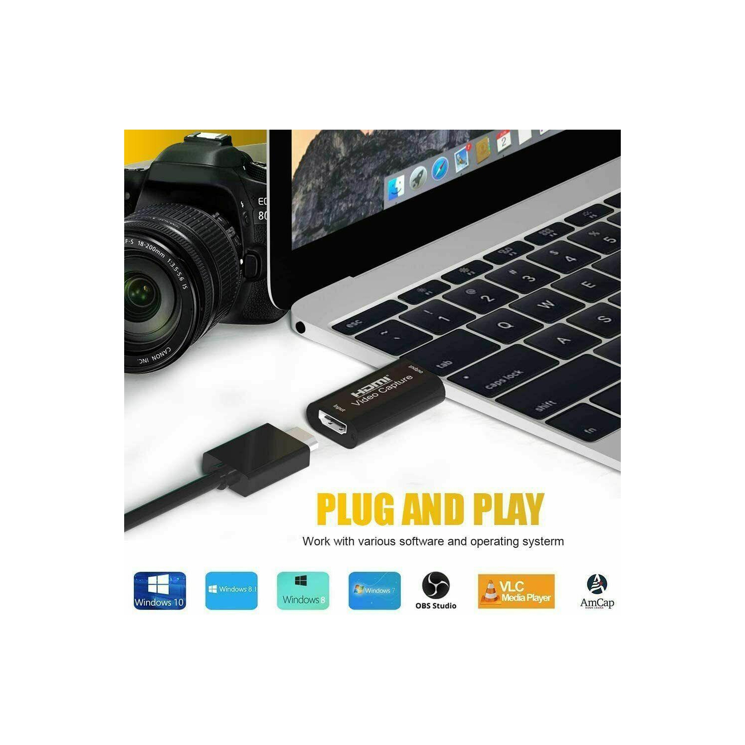 Carte de capture vidéo HDMI à USB 2.0 enregistreur d’écran 1080p HD Game Live diffusion en continu