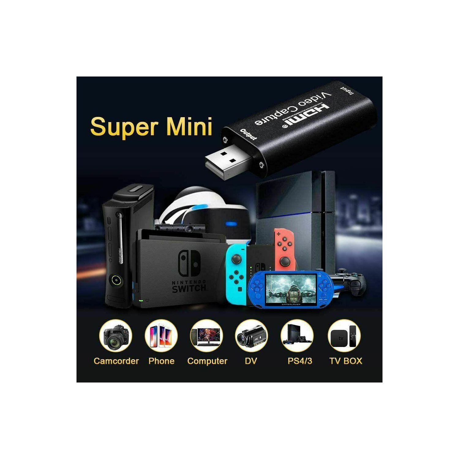 Carte de capture vidéo HDMI à USB 2.0 enregistreur d’écran 1080p HD Game Live diffusion en continu