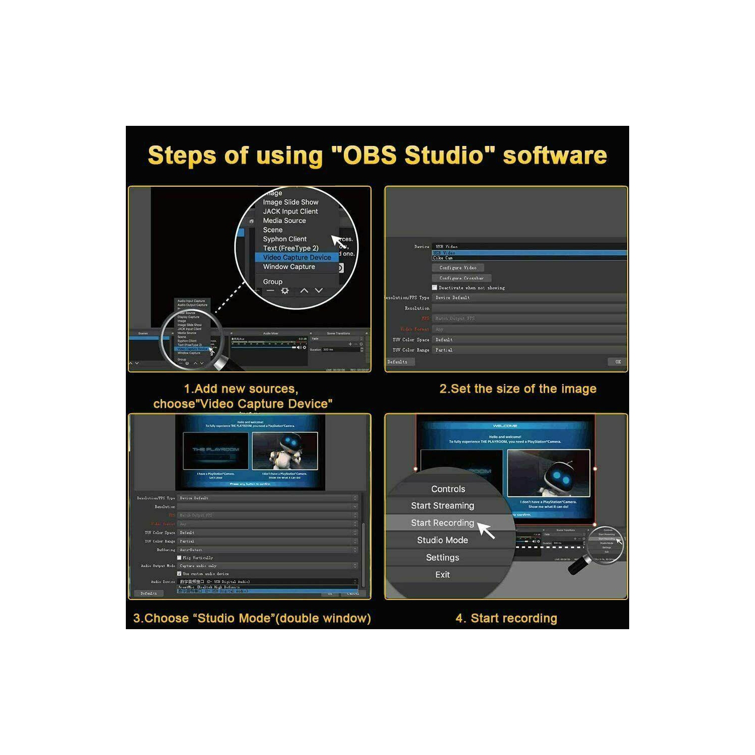 Carte de capture vidéo HDMI à USB 2.0 enregistreur d’écran 1080p HD Game Live diffusion en continu