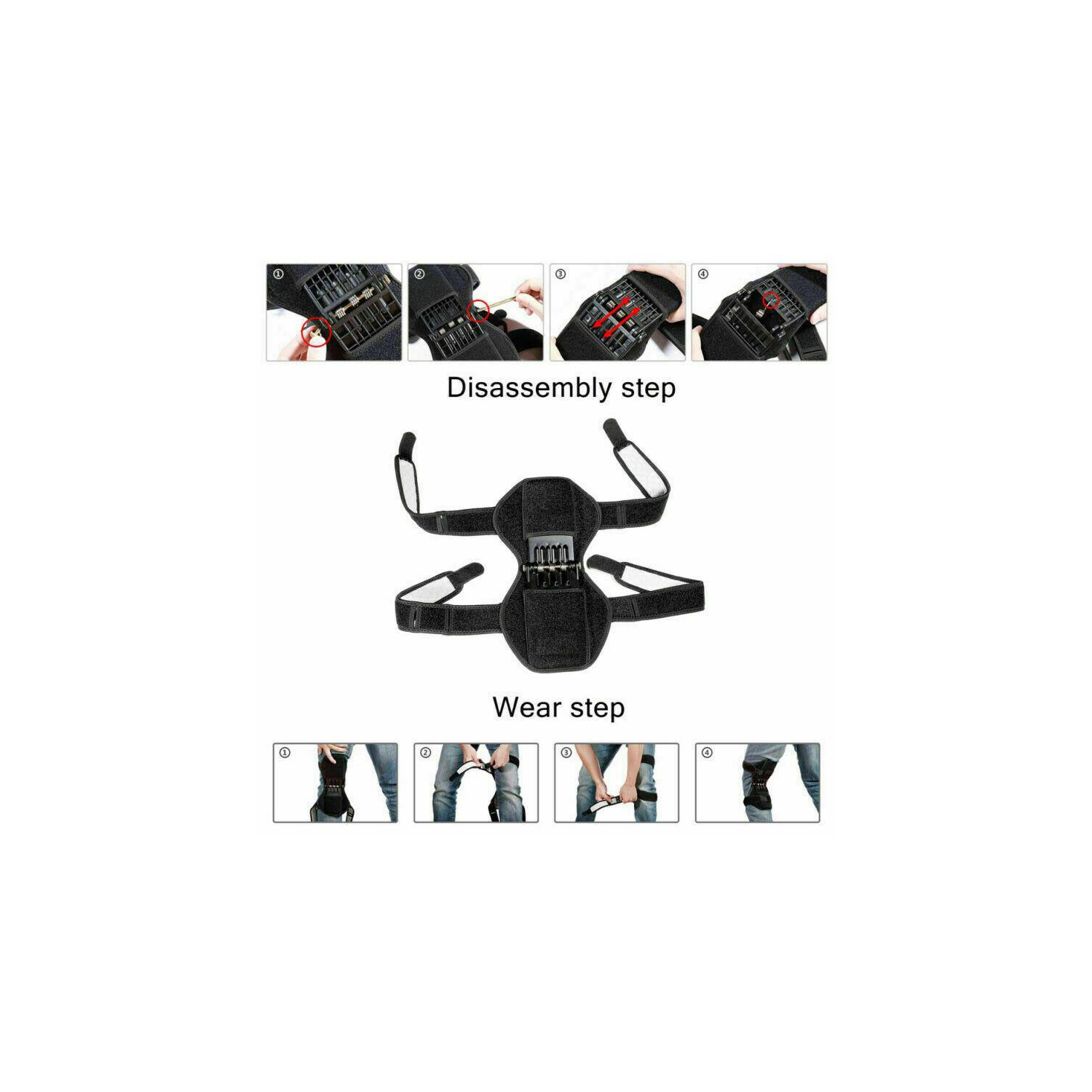 2 coussins de genoux à ressort électriques, support de jambe, rebond, barre stabilisatrice, nouveau