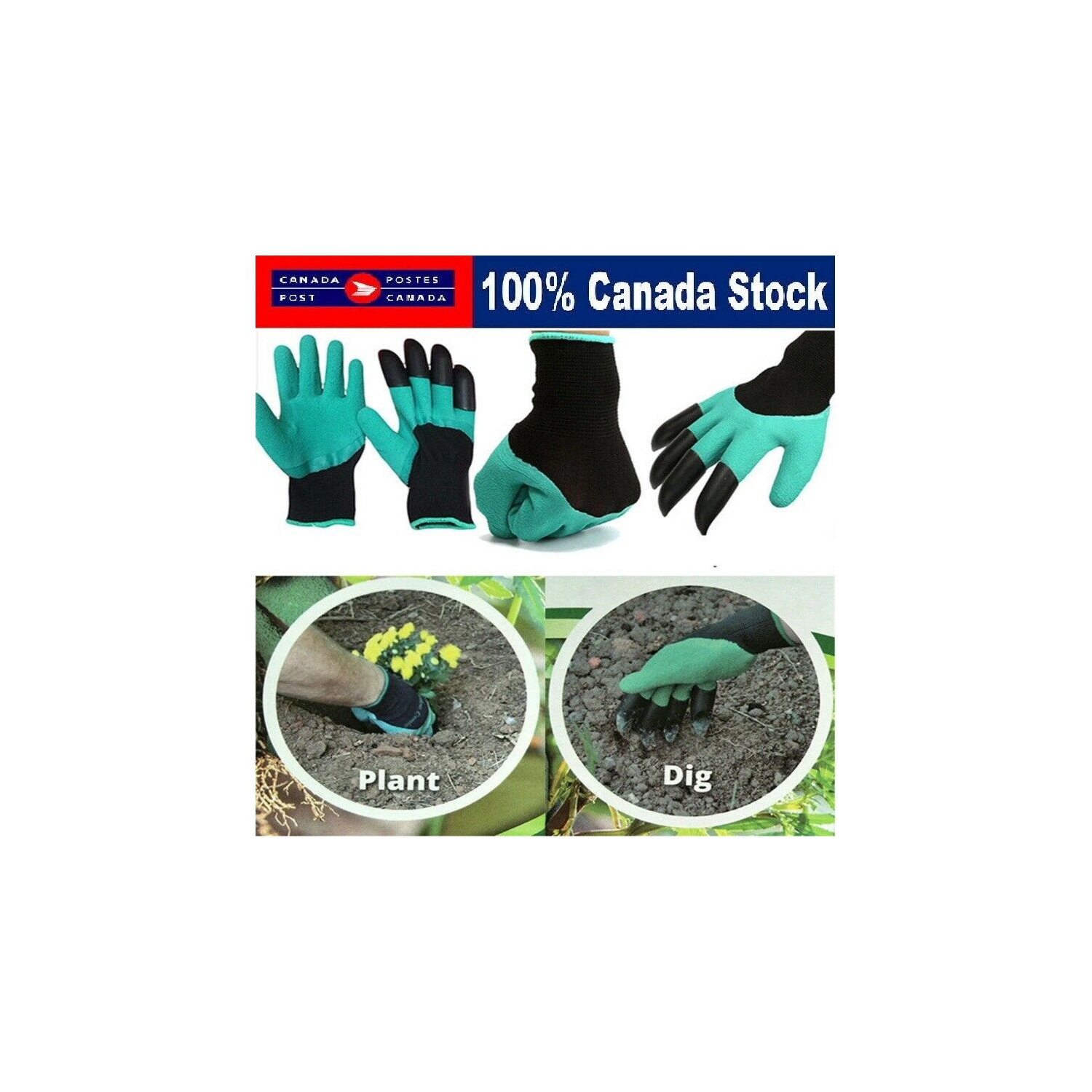 Garden Gloves with Claws for Digging Planting Gardening ABS Tool for Home Pot