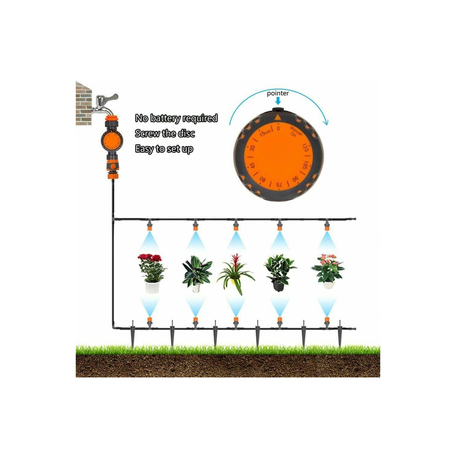 Automatic Watering Device Electronic Water Timer Mechanical Timed Water Spray CA