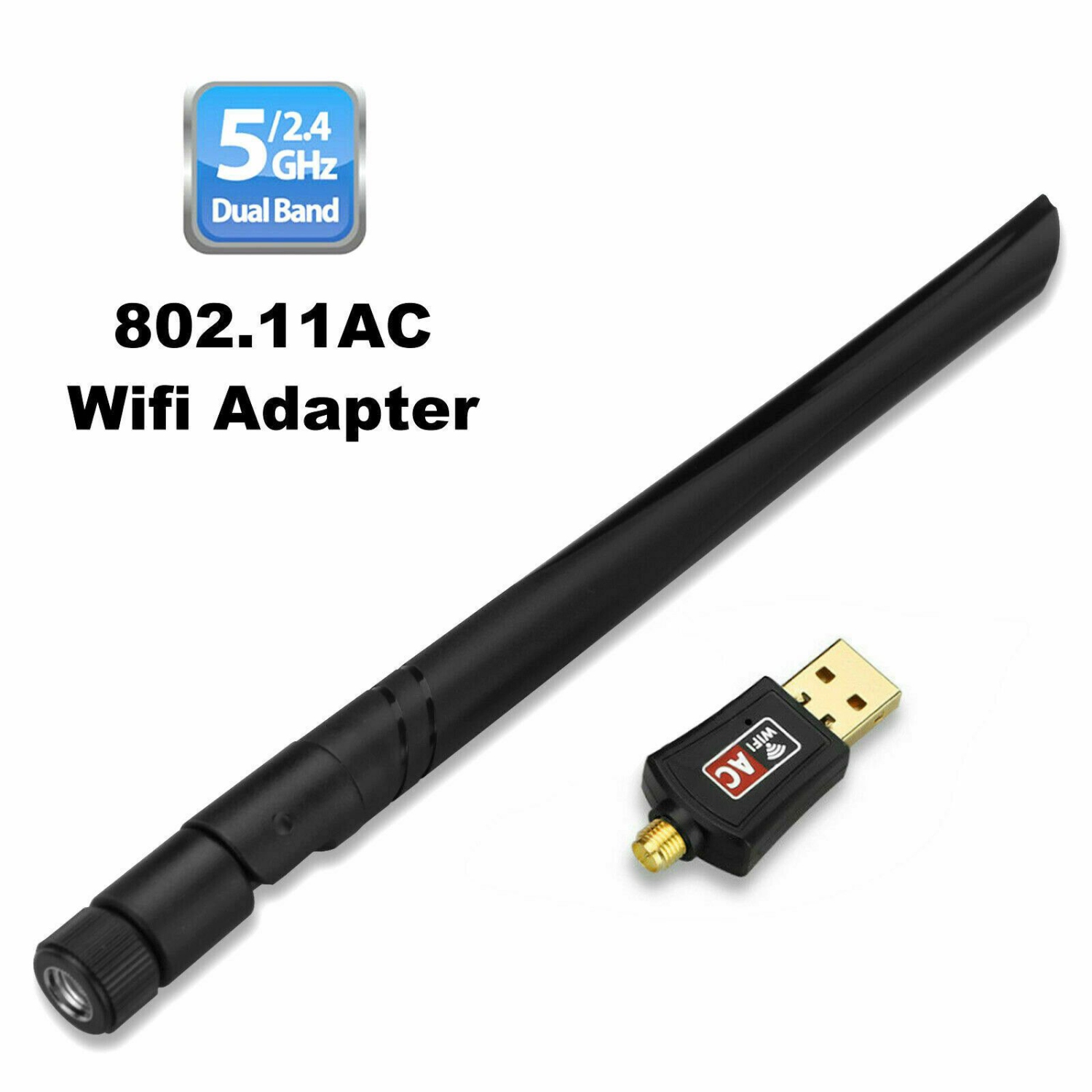 Adaptateur sans fil USB Wi-Fi 802.11ac AC600; clé WPS; Antenne bibande 5 GHz; Antenne 5 dBi