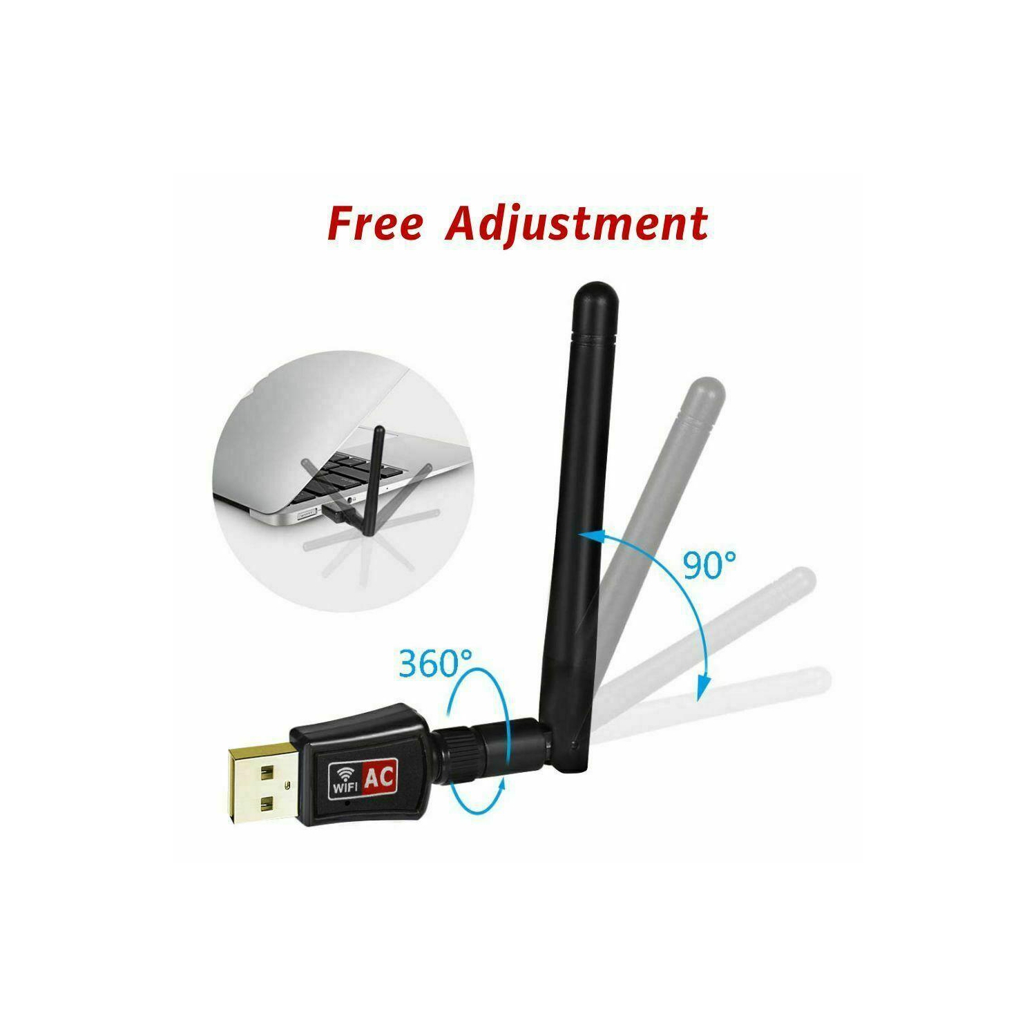 Adaptateur sans fil USB Wi-Fi 802.11ac AC600; clé WPS; Antenne bibande 5 GHz; Antenne 5 dBi