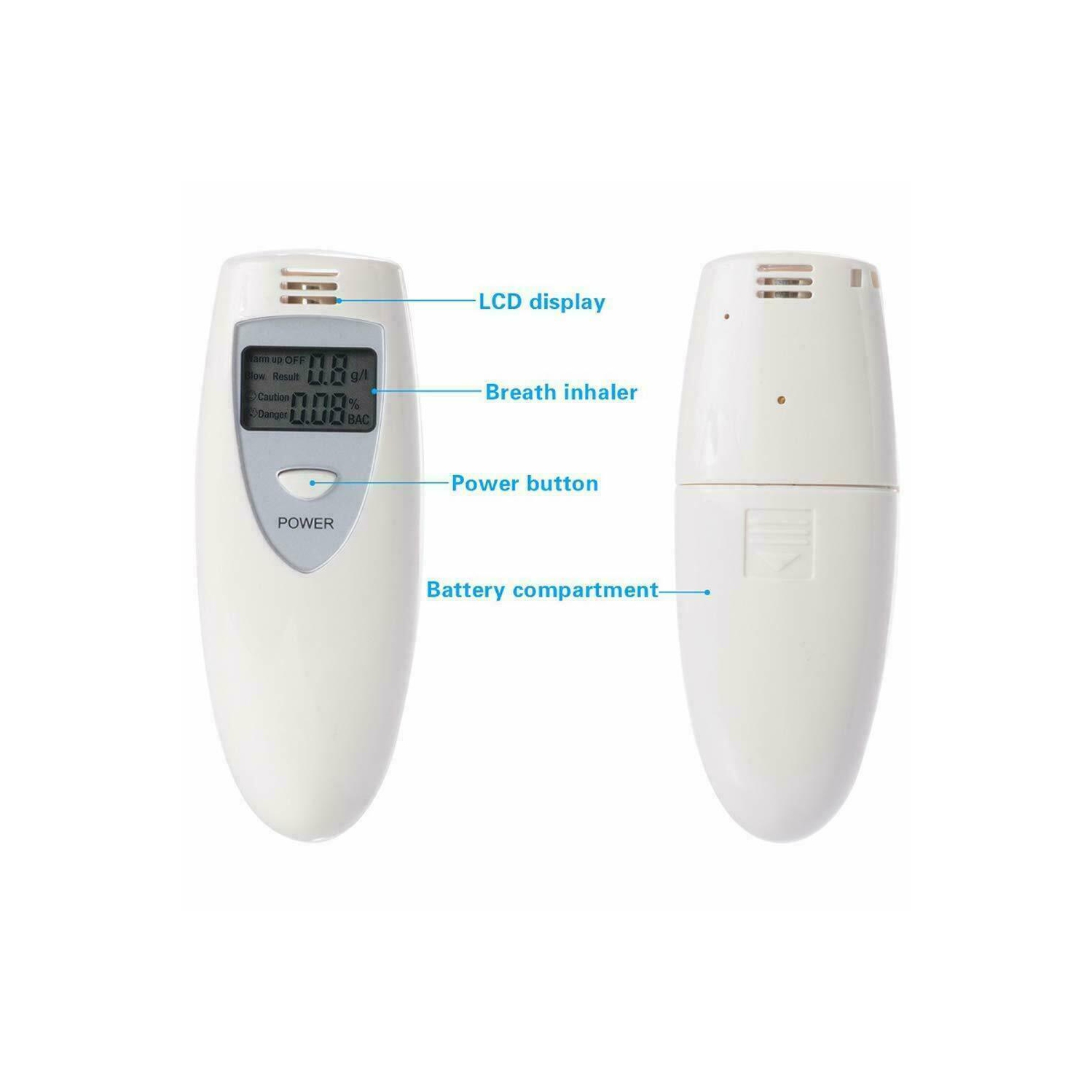 Digital Portable Breath personal Breathalyzers Alcohol Tester with Mouthpiece CA
