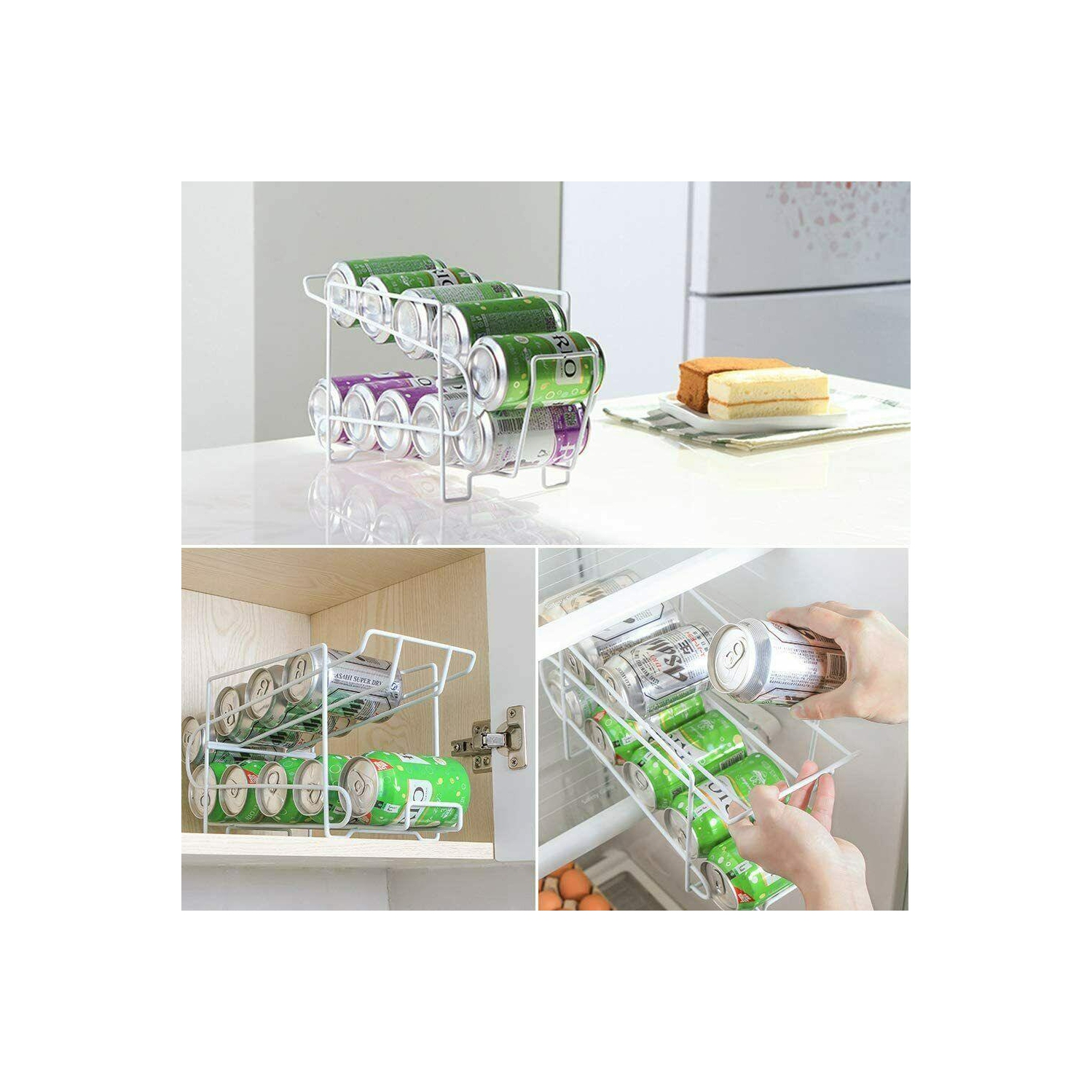 Support de rangement à tablettes pour canettes à bière et cola double couche