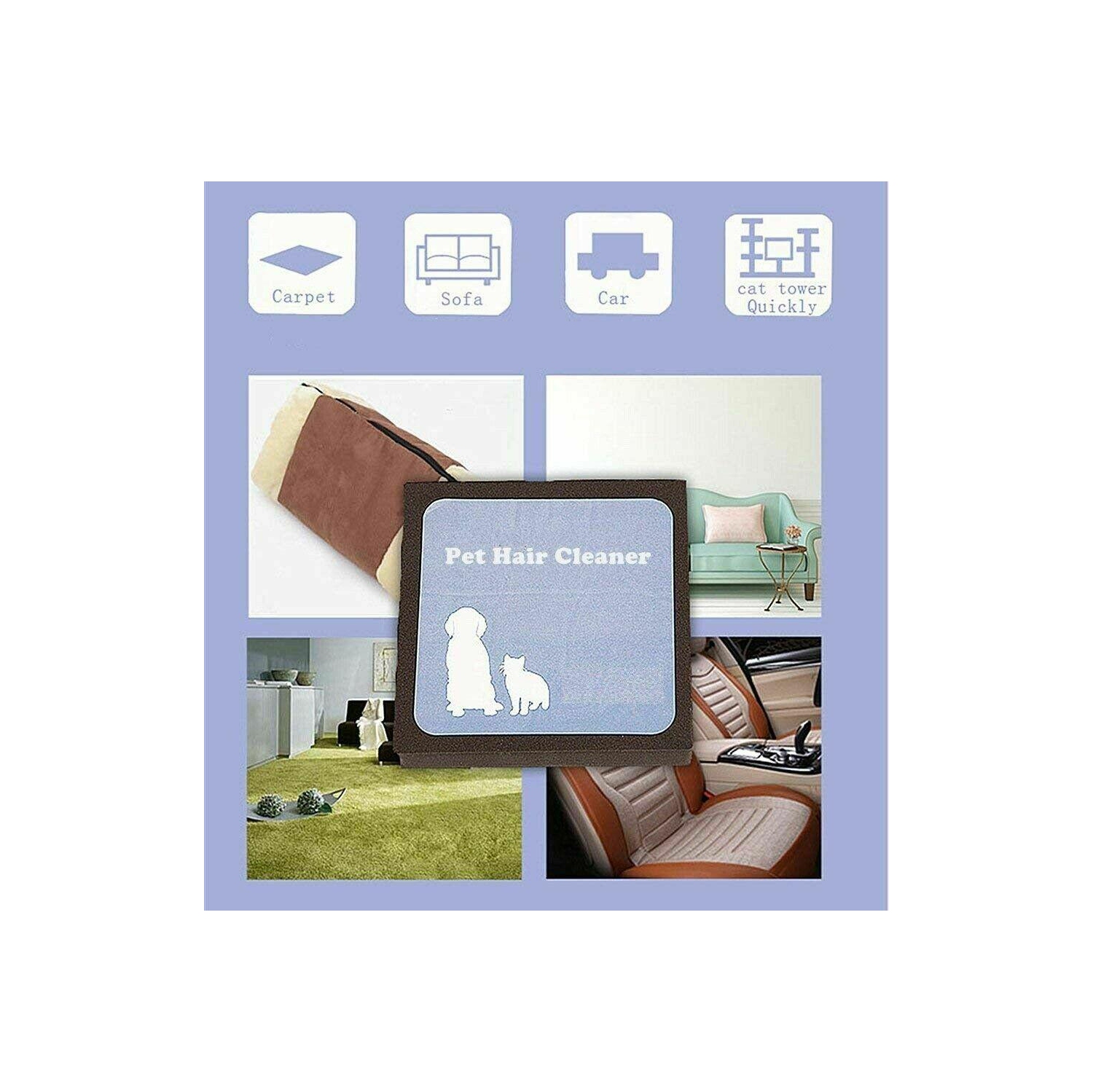 Brosse de nettoyage réutilisable pour poils d'animaux domestiques pour poils d'animaux avec éponge pour poils d'animaux