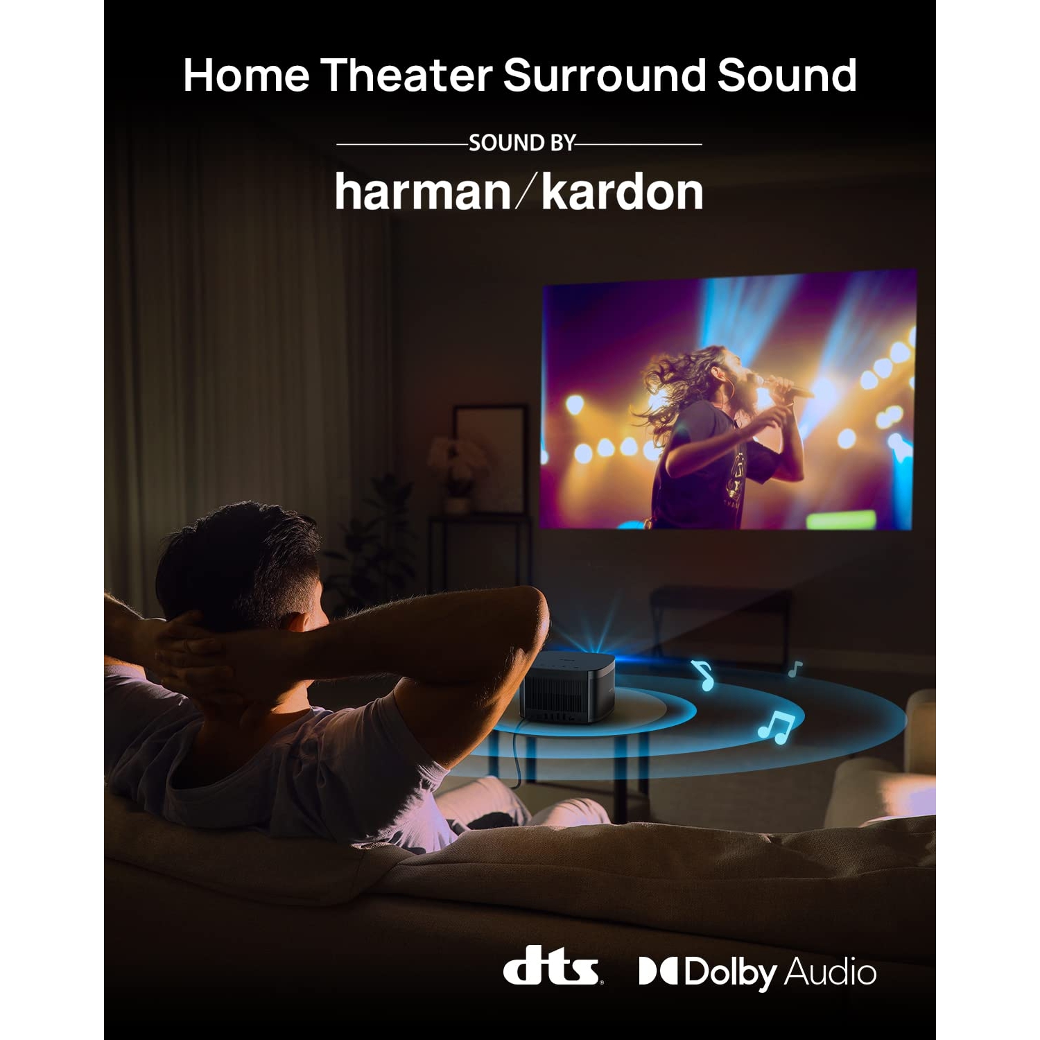 Projecteur de cinéma maison UHD 4K Horizon Pro de XGIMI pour films, Wi-Fi/Bluetooth/Android TV, haut-parleurs Harmon Kardon, taille d'écran de