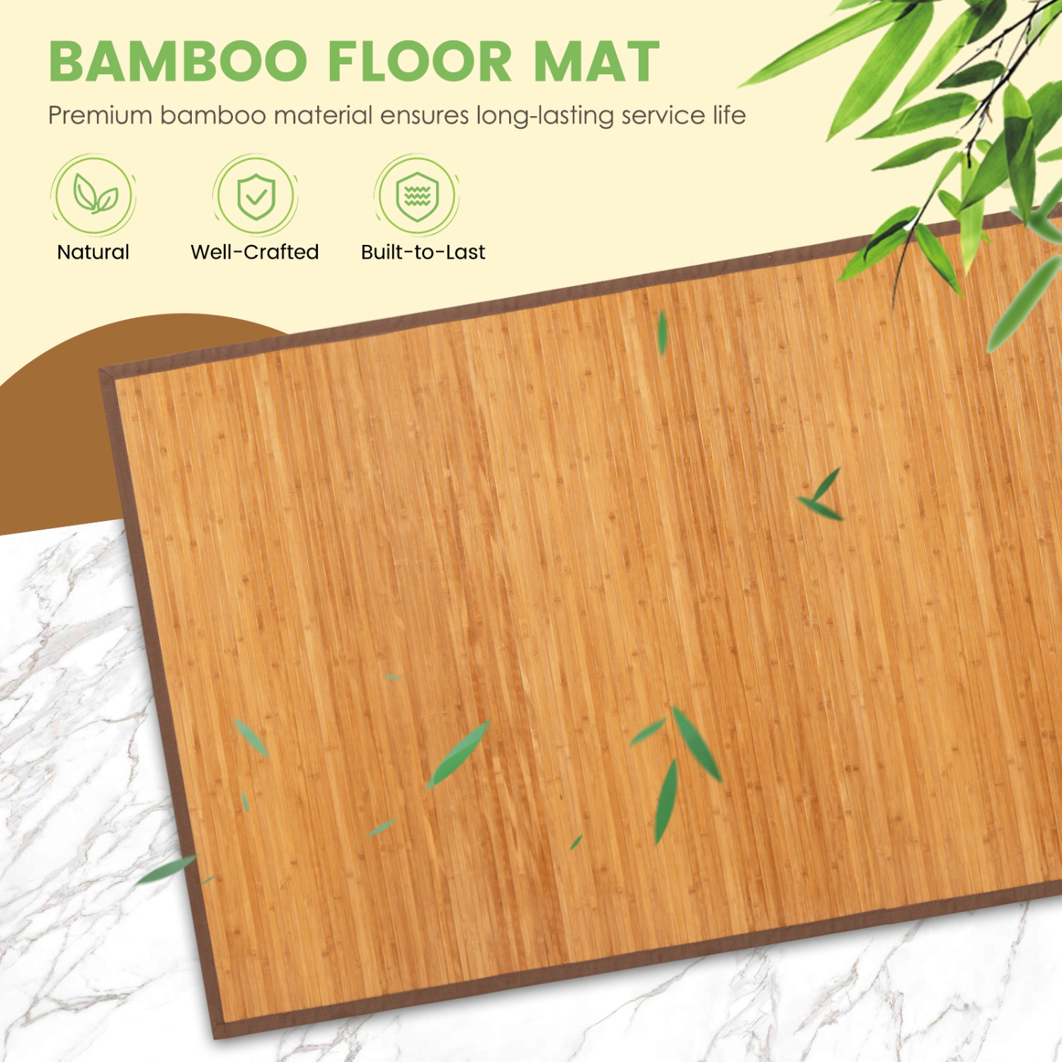 Costway 5' X 8' Bamboo Area Rug Floor Carpet Natural Bamboo Wood Indoor