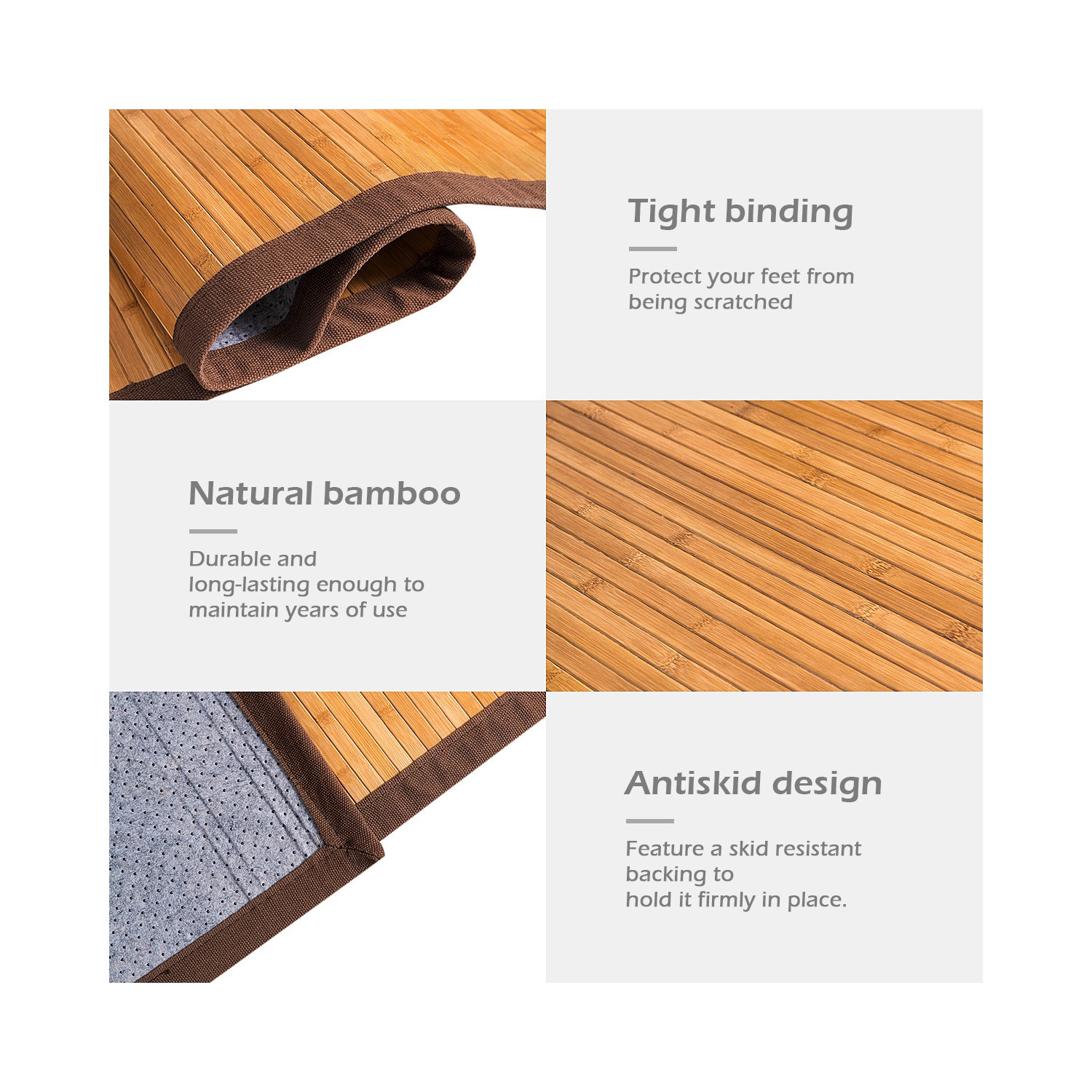 Costway 5' X 8' Bamboo Area Rug Floor Carpet Natural Bamboo Wood Indoor