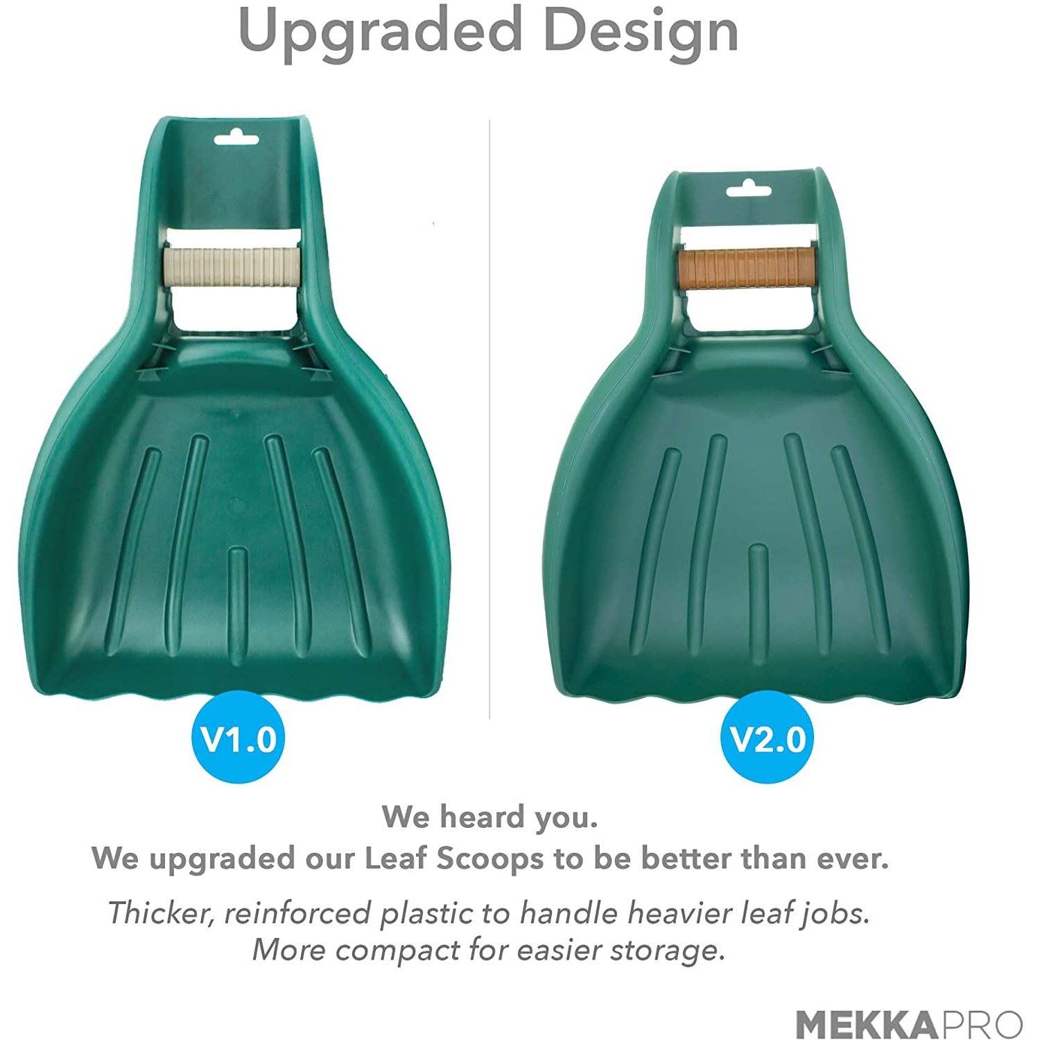 MEKKAPRO Leaf Scoops and Claws V2.0, 1-Pair, Sturdy Ergonomic Grip, Large Hand Held Garden Rake Grabbers for Leaf Lawn Grass Removal