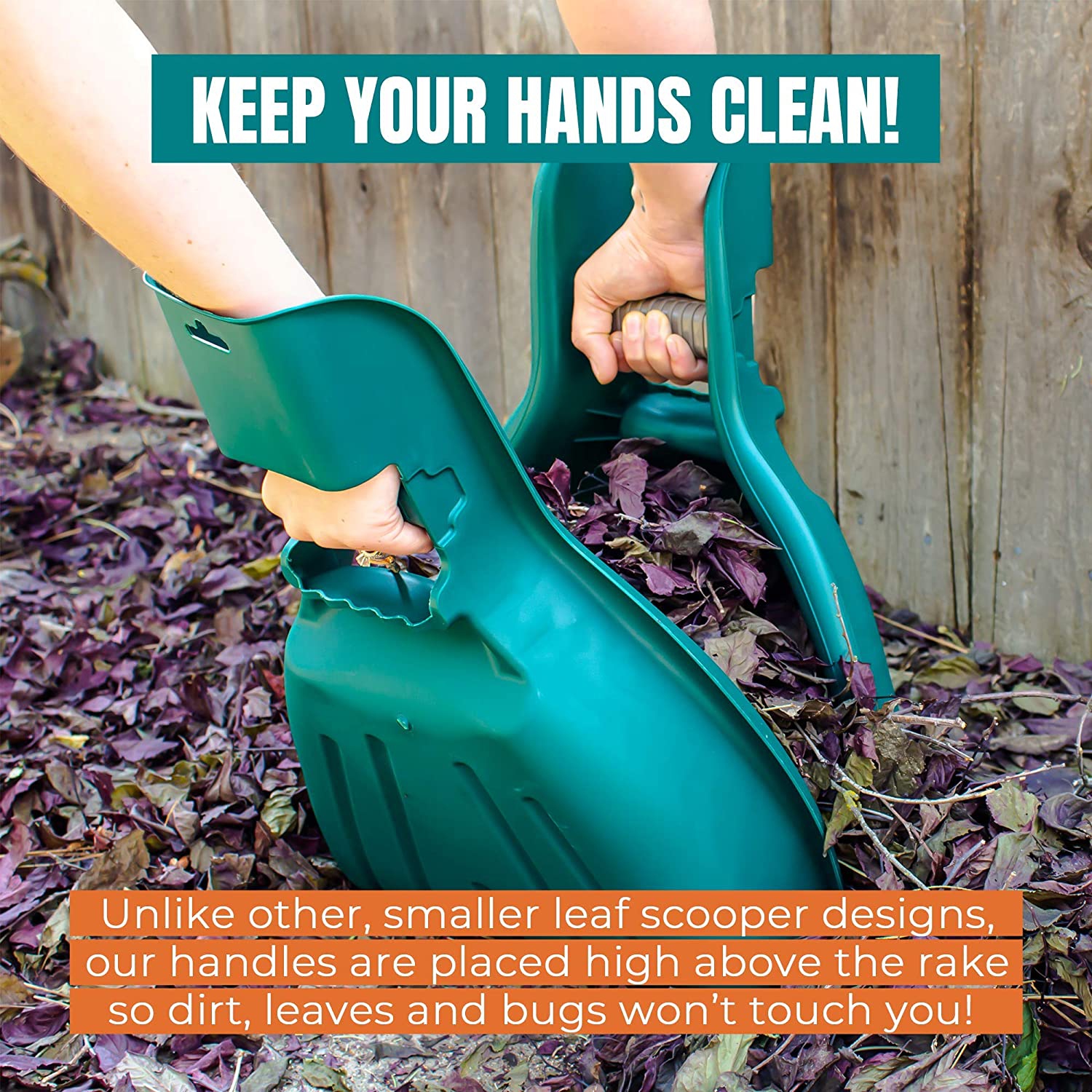 MEKKAPRO Leaf Scoops and Claws V2.0, 1-Pair, Sturdy Ergonomic Grip, Large Hand Held Garden Rake Grabbers for Leaf Lawn Grass Removal