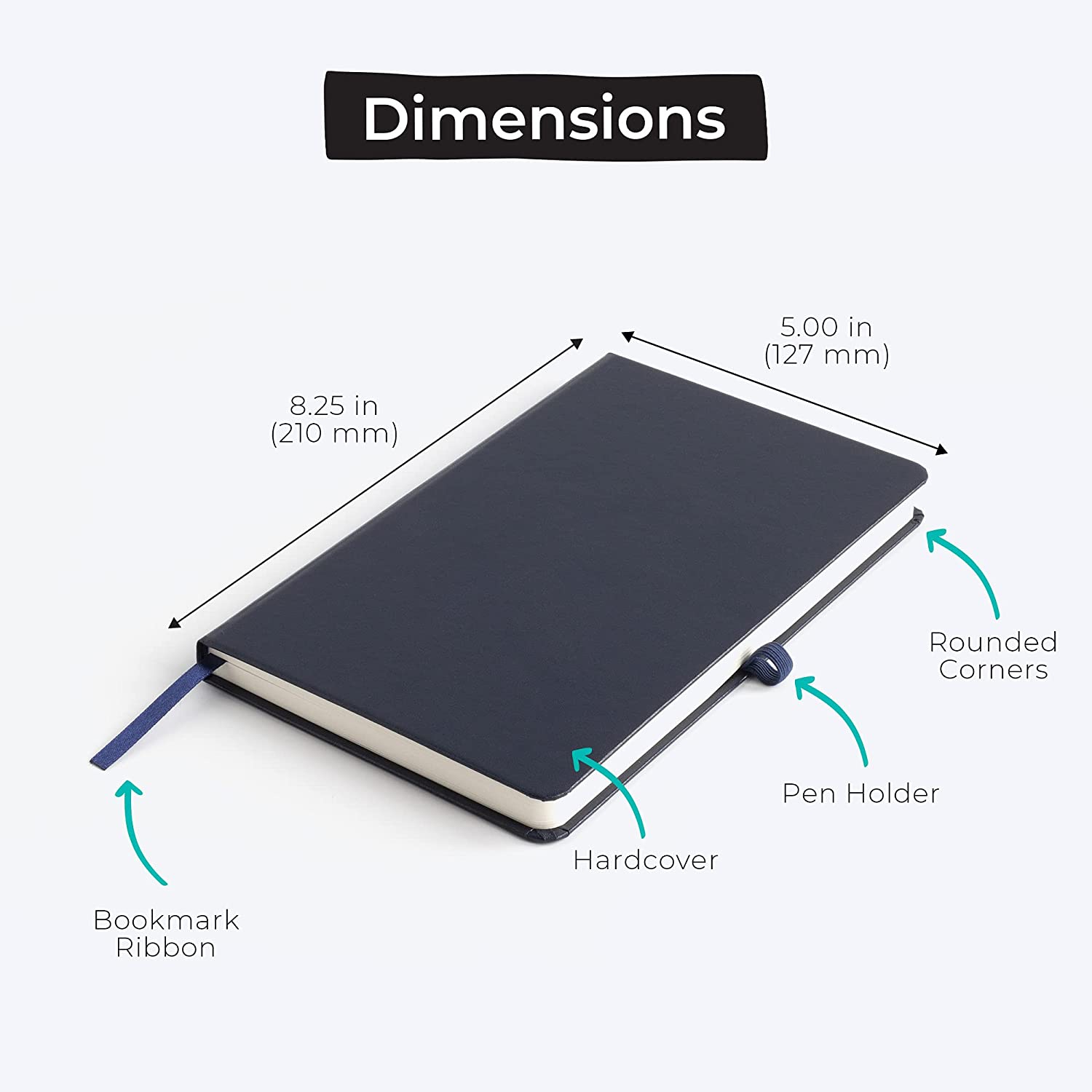 WallDeca Classic Lined Notebook Journal, Hard Cover, 240 Pages, Ruled 8.25 x 5"