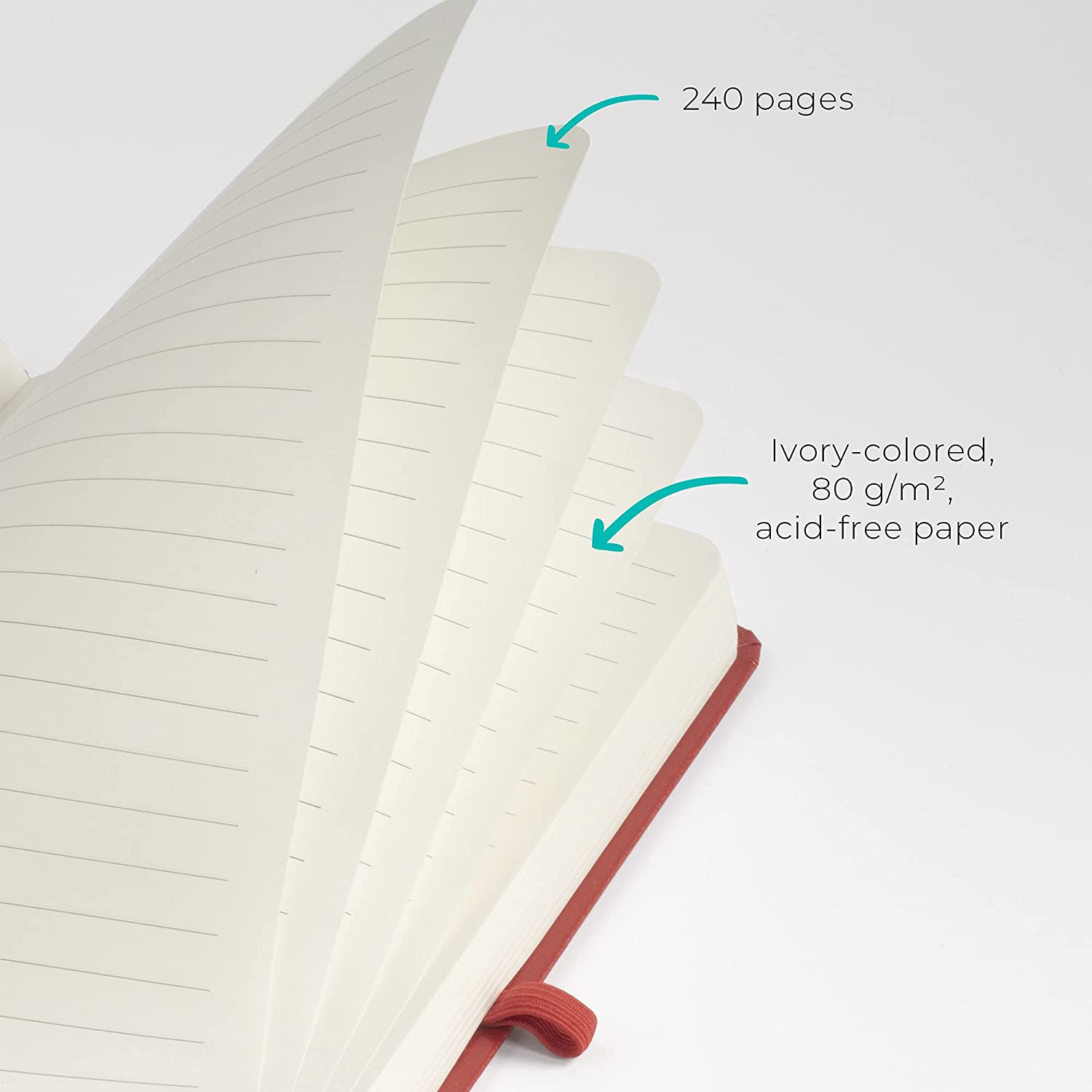 WallDeca Classic Lined Notebook Journal, Hard Cover, 240 Pages, Ruled 8.25 x 5"