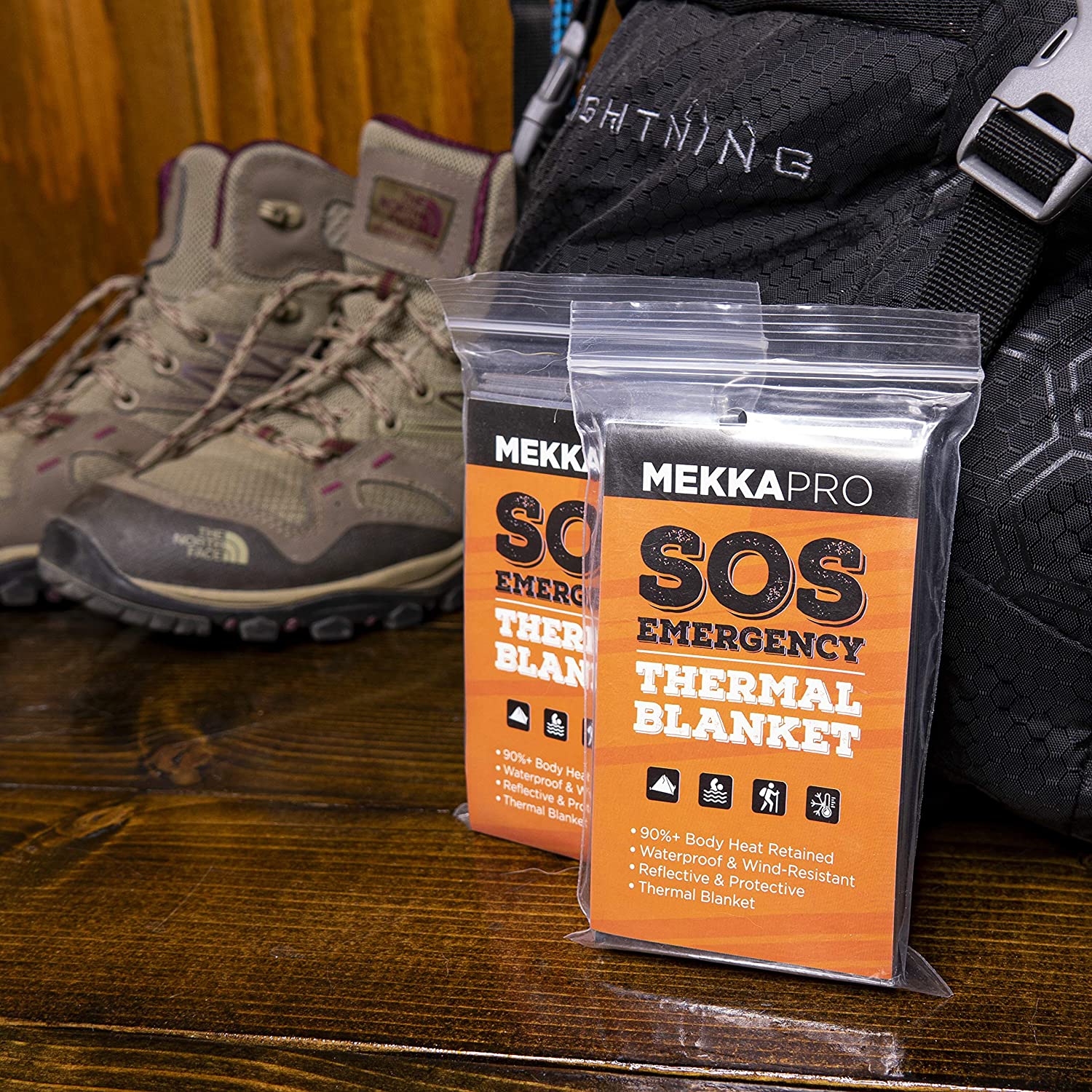 MEKKAPRO SOS Camping Emergency Mylar Blankets, Pocket Sized for Emergencies (Silver)