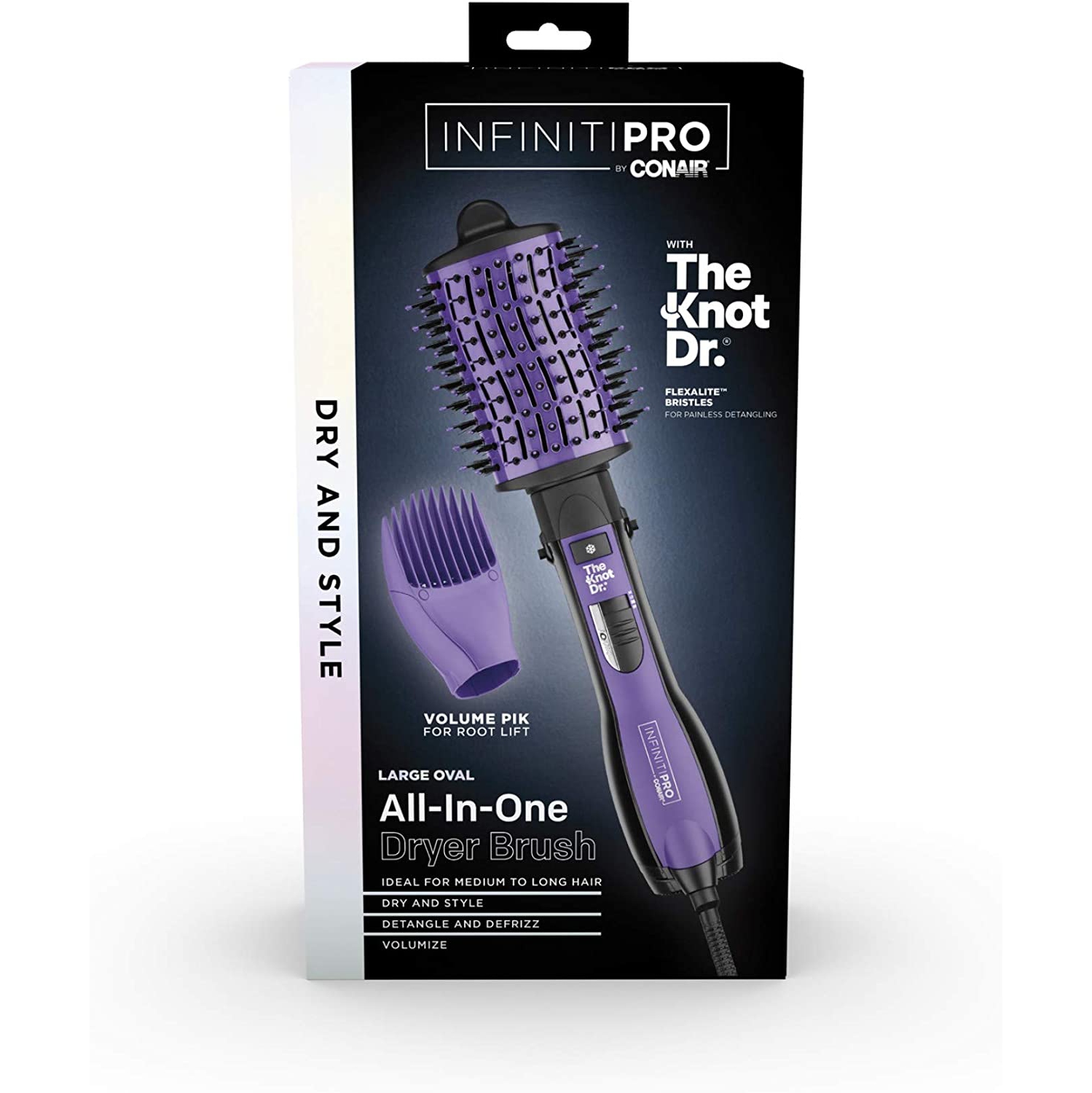INFINITIPRO PAR CONAIR – brosse de séchage ovale tout-en-un The Knot Dr., sèche-cheveux et volumisateur, brosse à air chaud