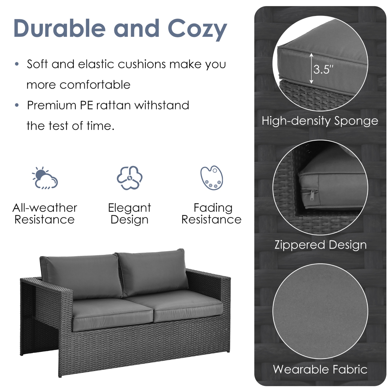 Costway 6PCS Patio Rattan Furniture Set Space Saving Cushioned Fully Assembled