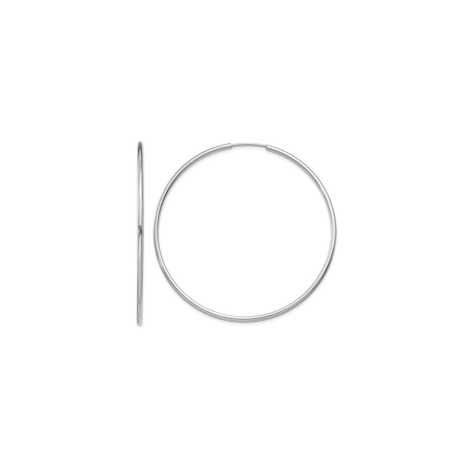 Large Hoop Earrings in 14K White Gold 2 Inch