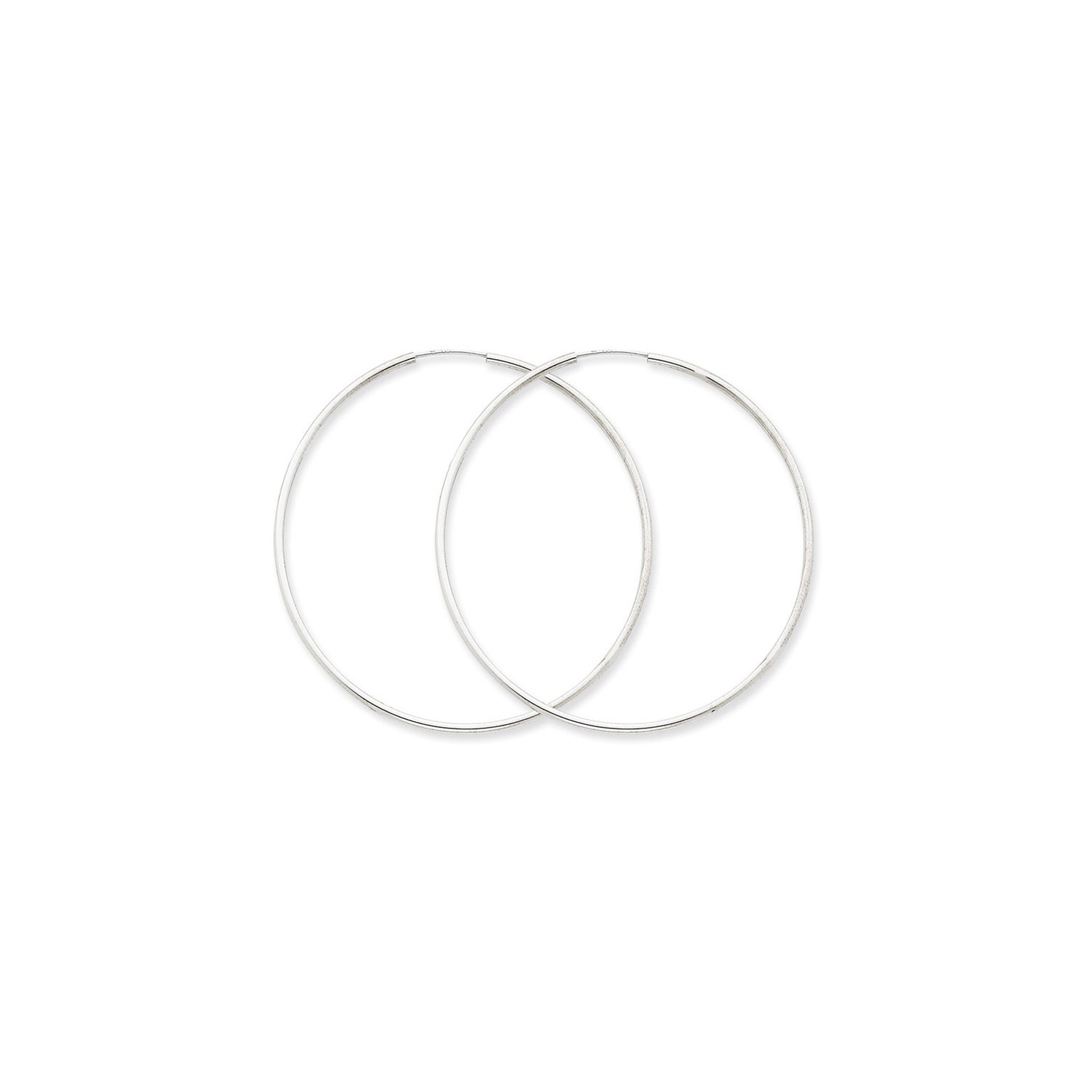 Large Hoop Earrings in 14K White Gold 2 Inch