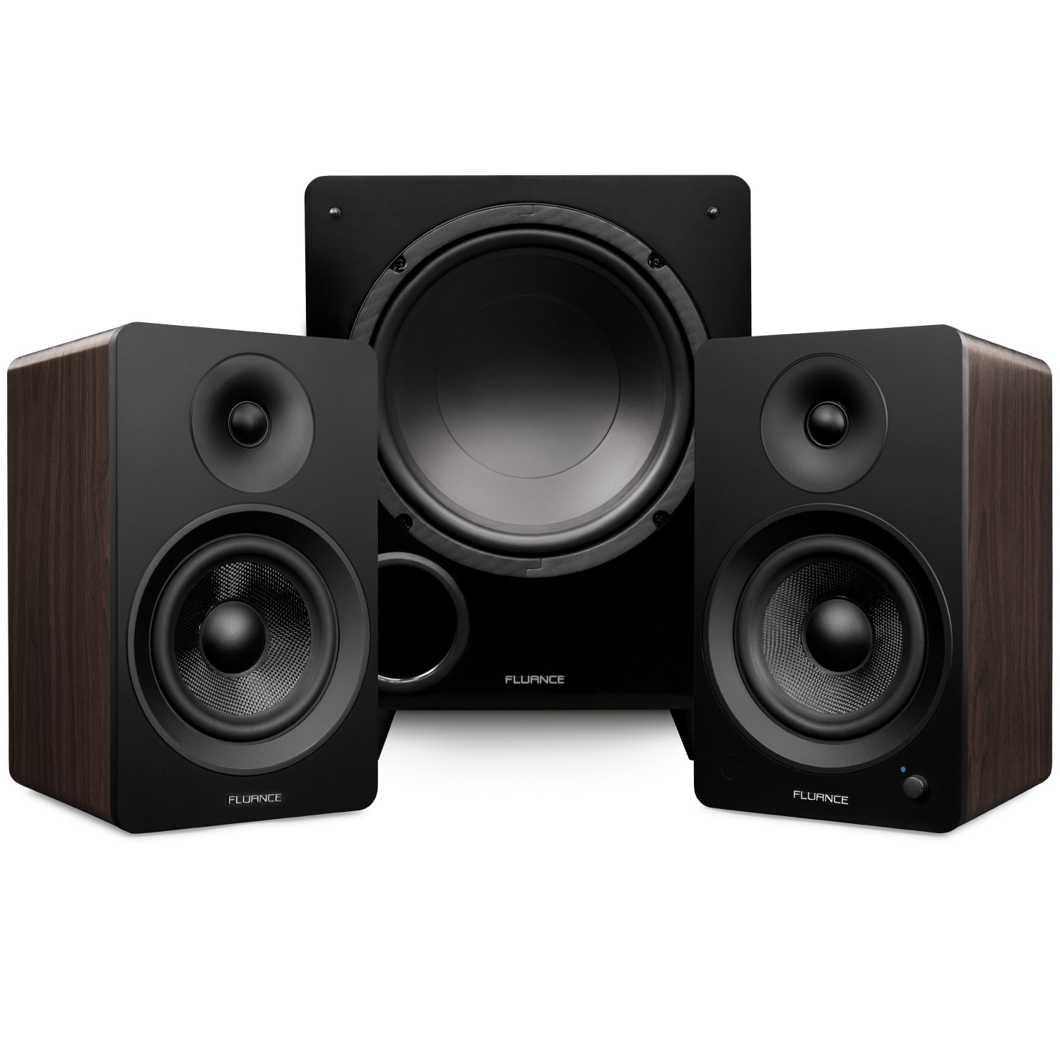 Fluance Ai61 Powered 6.5" Stereo Bookshelf Speakers, DB10 10" Powered Subwoofer, 15ft RCA Subwoofer Cable