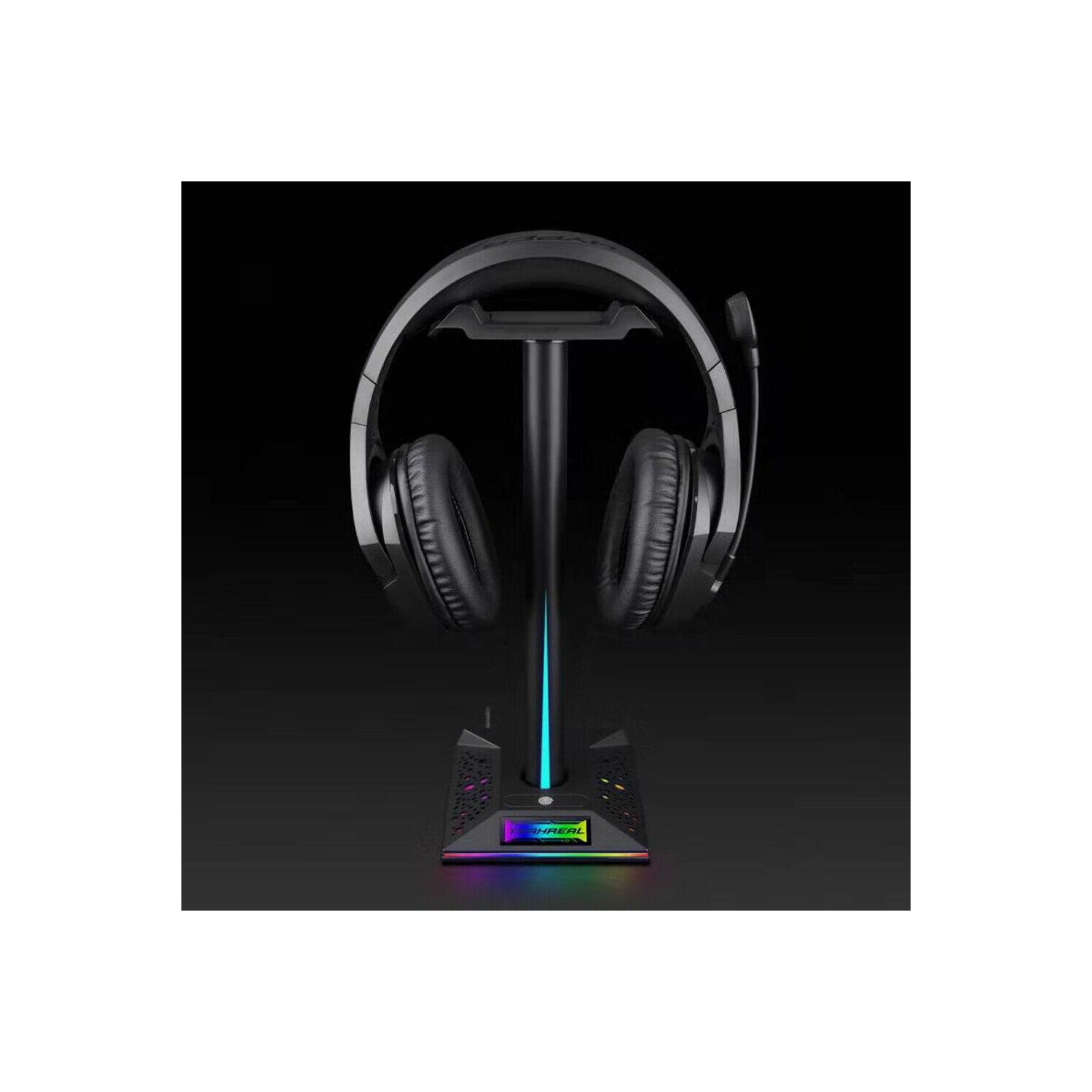 RGB Headphones Desktop Stand Gaming Headset Holder with 3.5mm 2 USB Ports